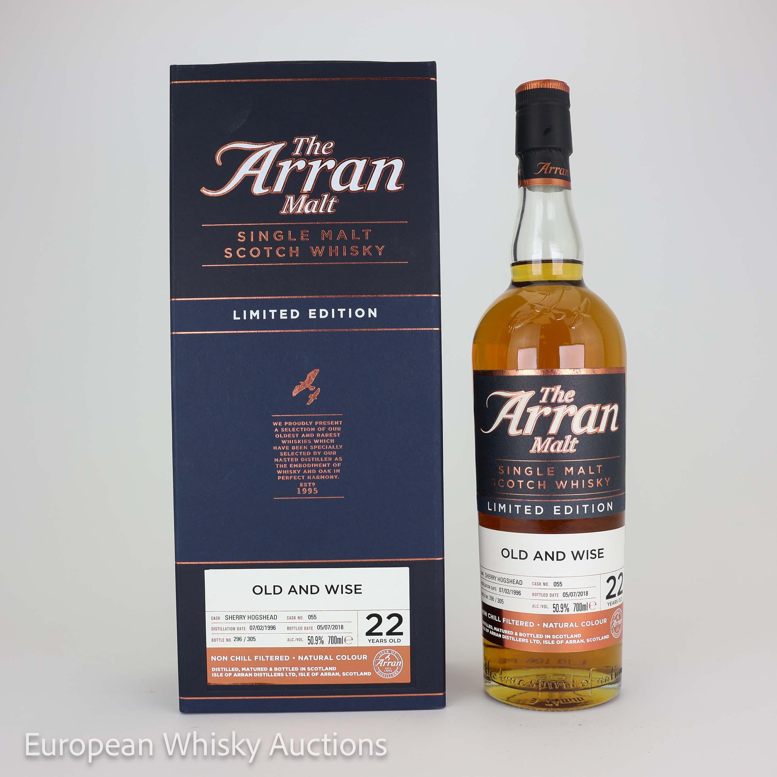 Arran Old & Wise Limited Edition 22 Year Old, Sherry Hogshead Cask, Cask #055, 2018, 50.9% whisky bottle