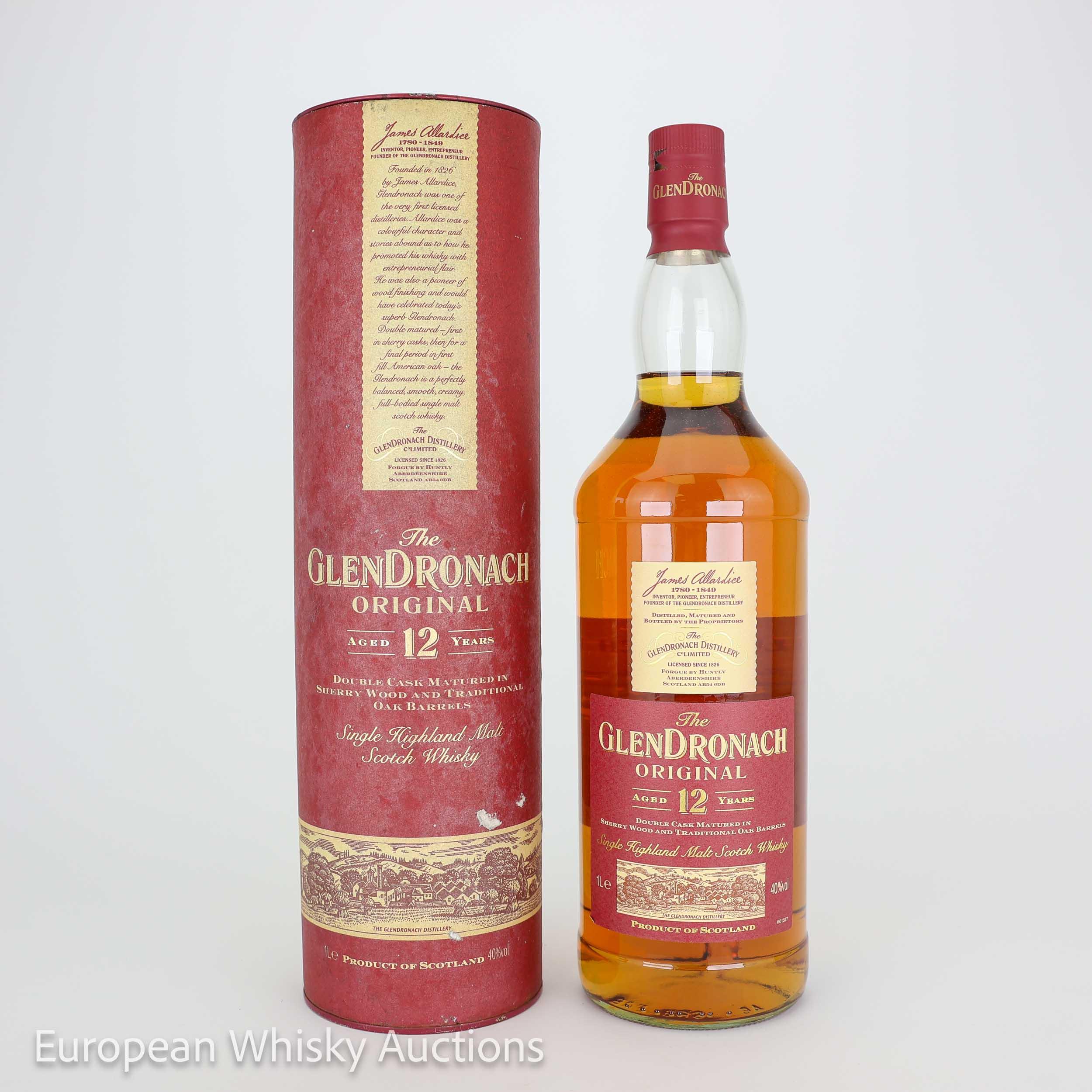 Glendronach Original 12 Year Old, Sherry & Traditional Oak Cask, 2004, 40% whisky bottle