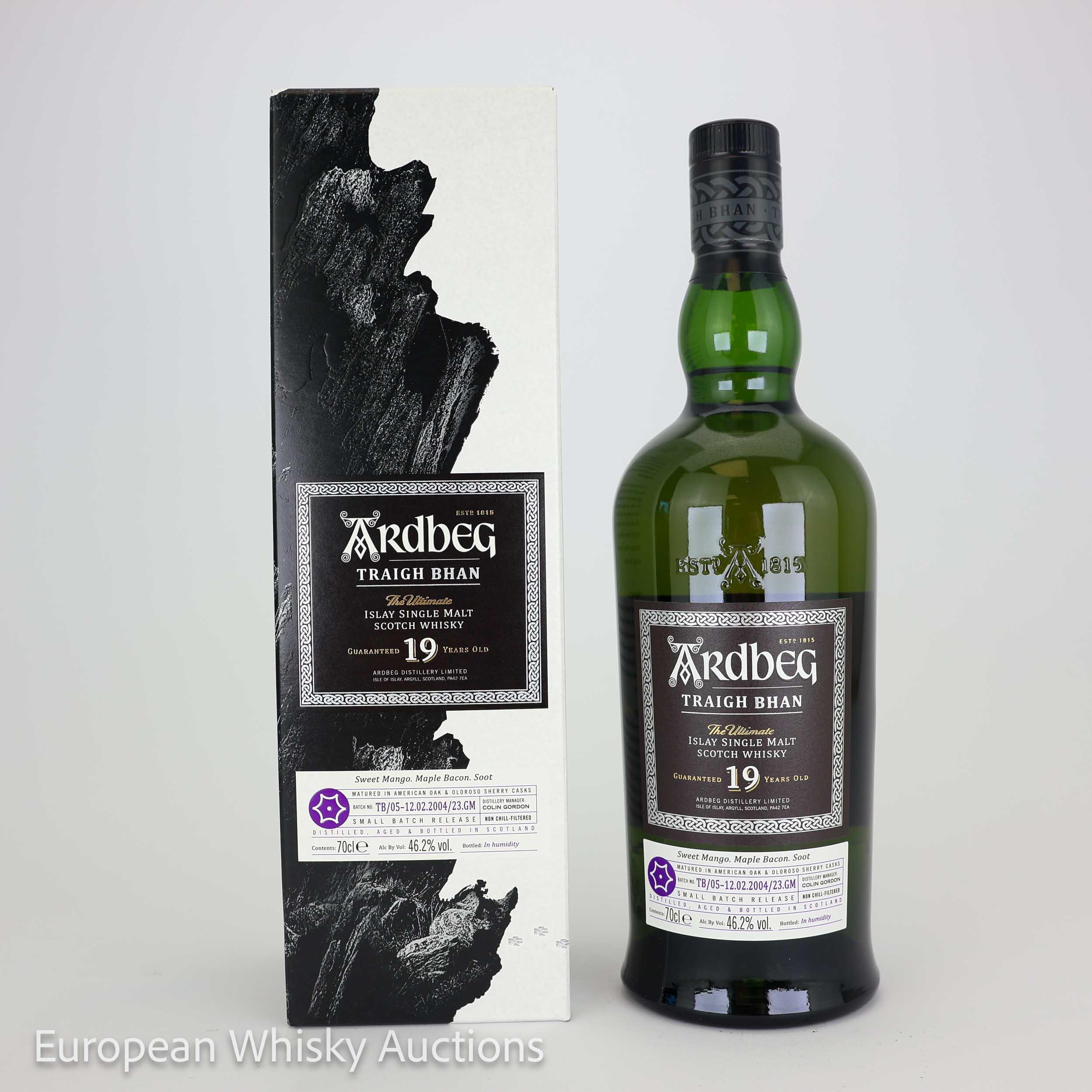 Ardbeg Traigh Bhan 19 Year Old, American Oak & Sherry Cask, Batch No. TB/05-12.02.2004/23.GM, 2023, 46.2% whisky bottle