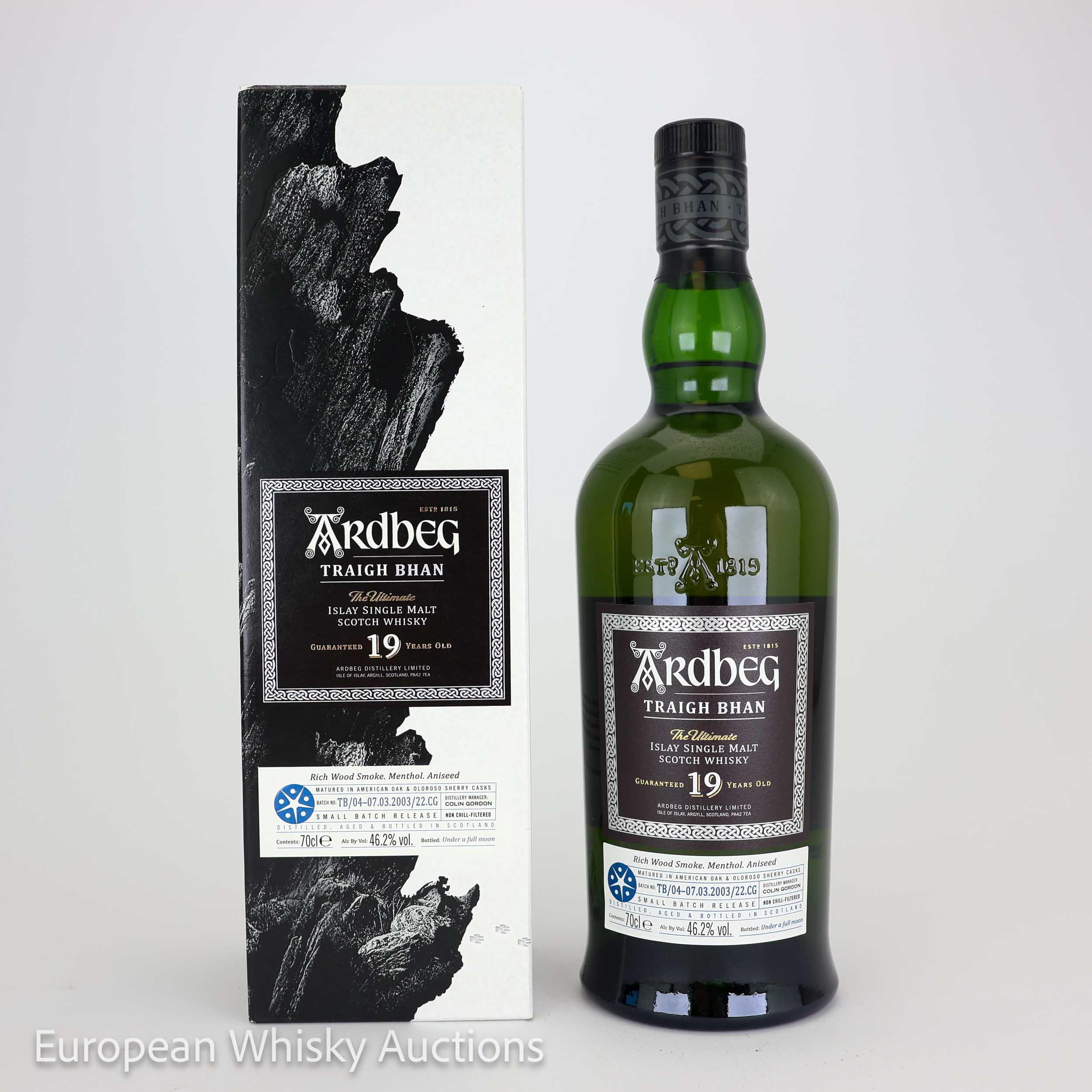 Ardbeg Traigh Bhan 19 Year Old, American Oak & Oloroso Sherry Cask, Batch No. TB/04, 2022, 46.2% whisky bottle