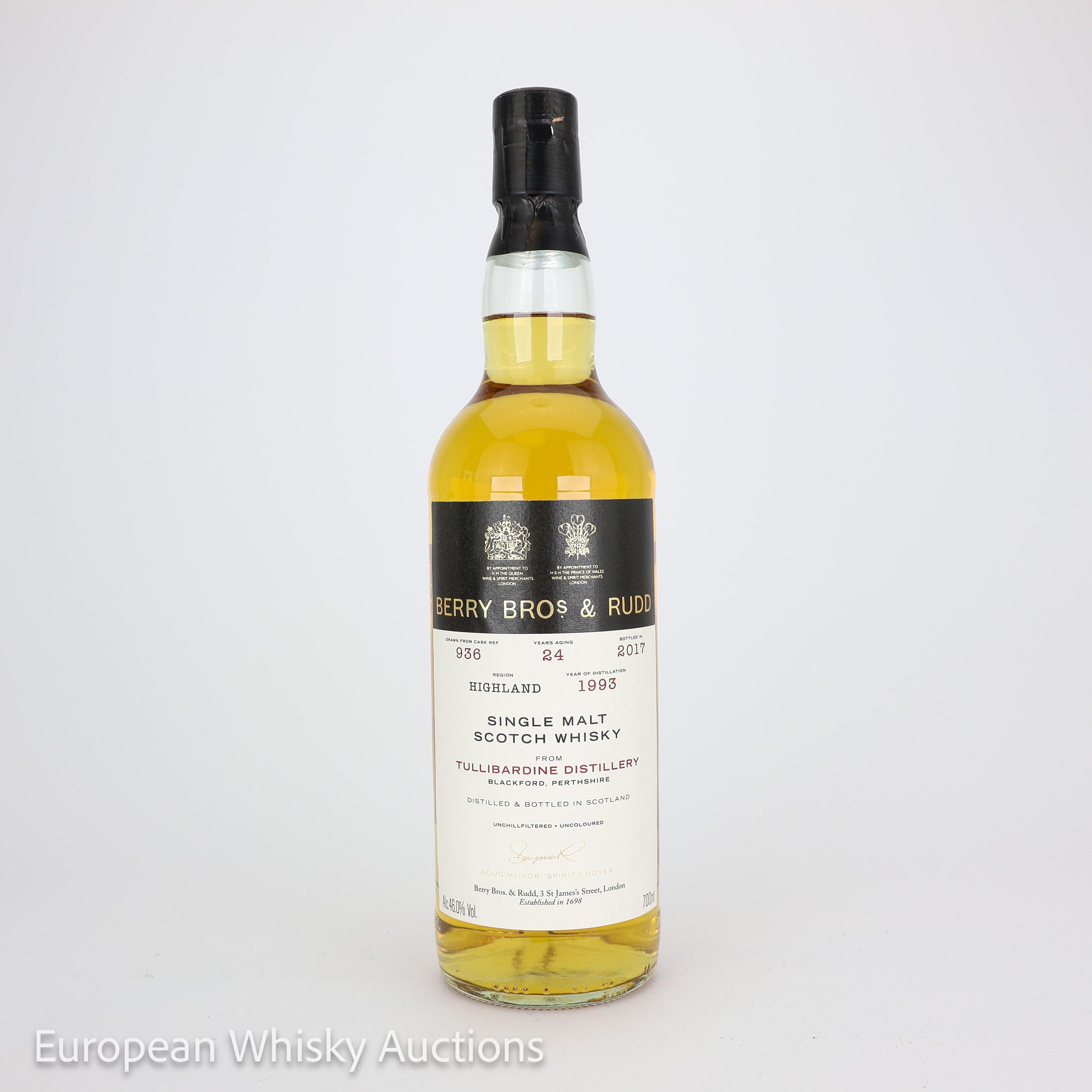 Tullibardine 24 Year Old, 1993, Berry Bros & Rudd, 46% whisky bottle