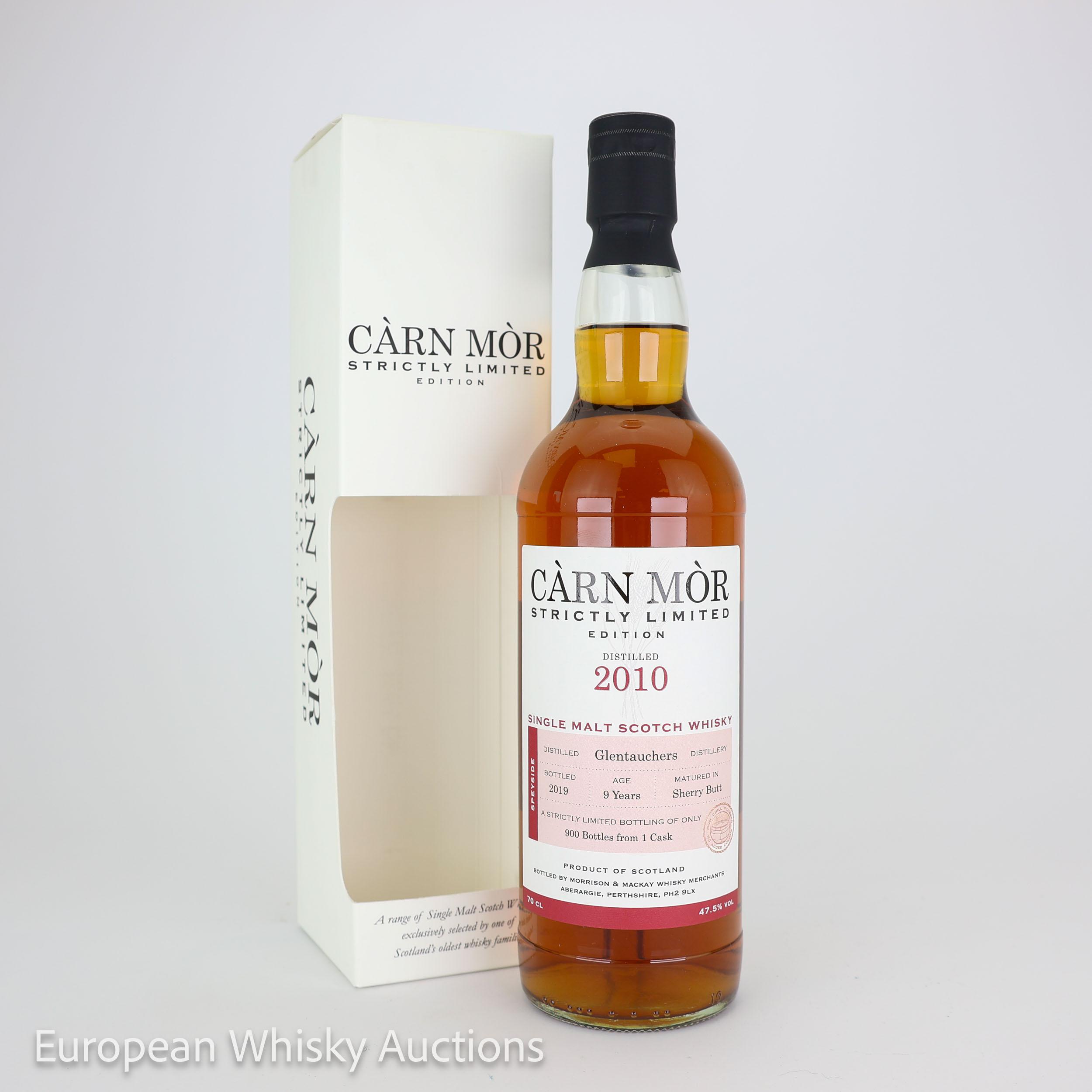 Glentauchers Càrn Mòr Strictly Limited Edition 9 Year Old, Sherry Butt Cask, 2010, Morrison & MacKay, 47.5% whisky bottle