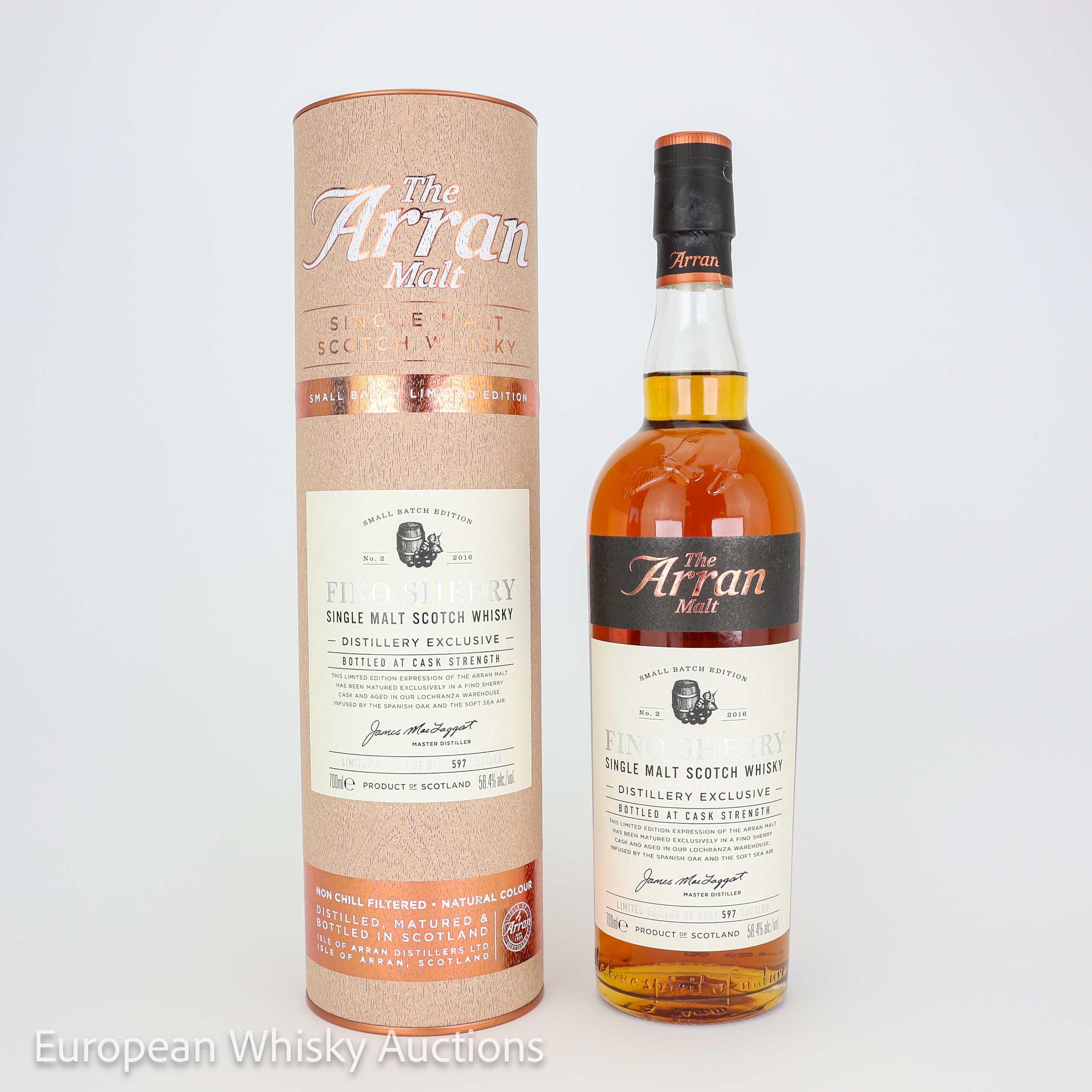 Arran Fino Sherry Finish Distillery Exclusive, Sherry Cask, Batch No. 2, 2016, 58.4% whisky bottle