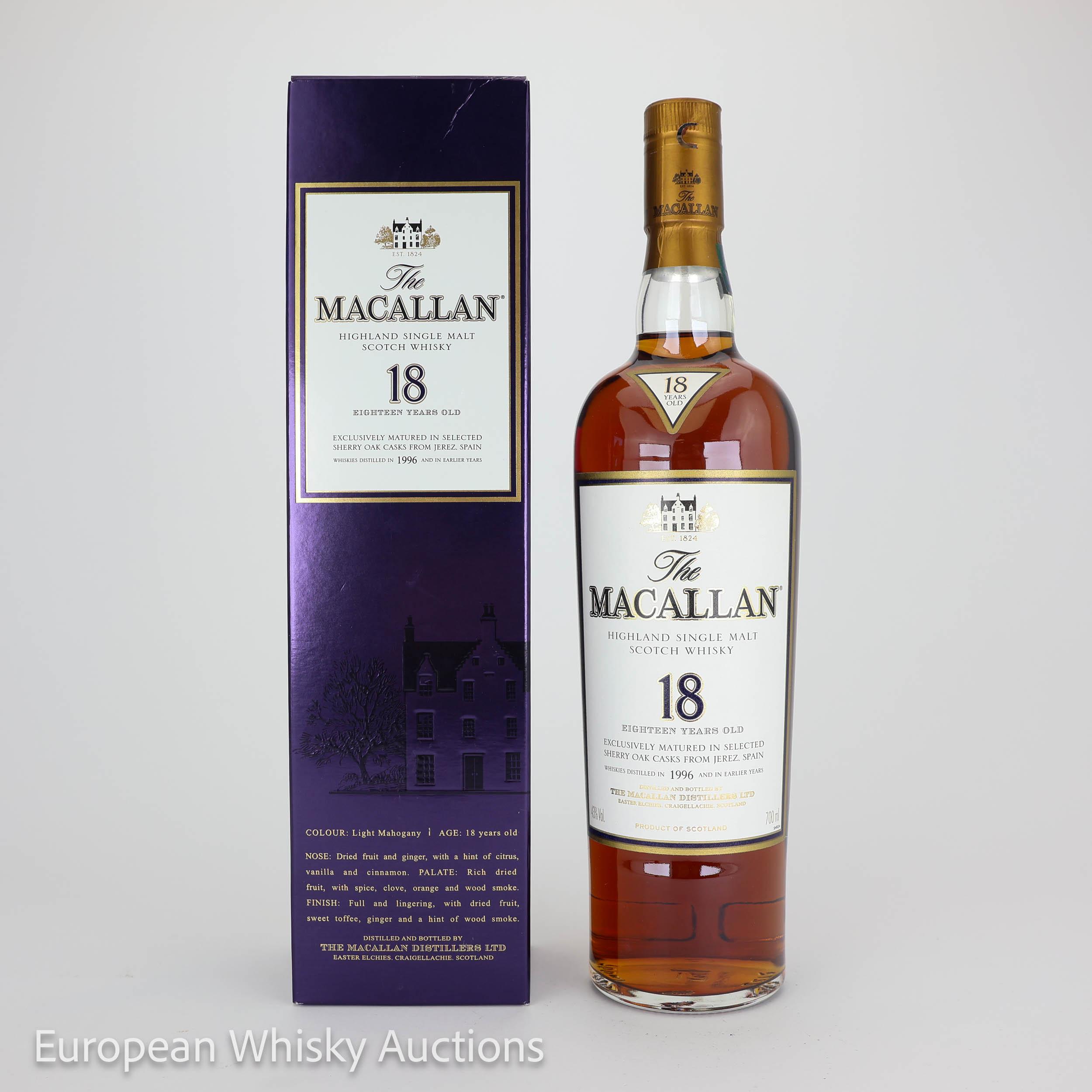 Macallan 18 Year Old, Sherry Cask, 2014, 43%, 70cl whisky bottle