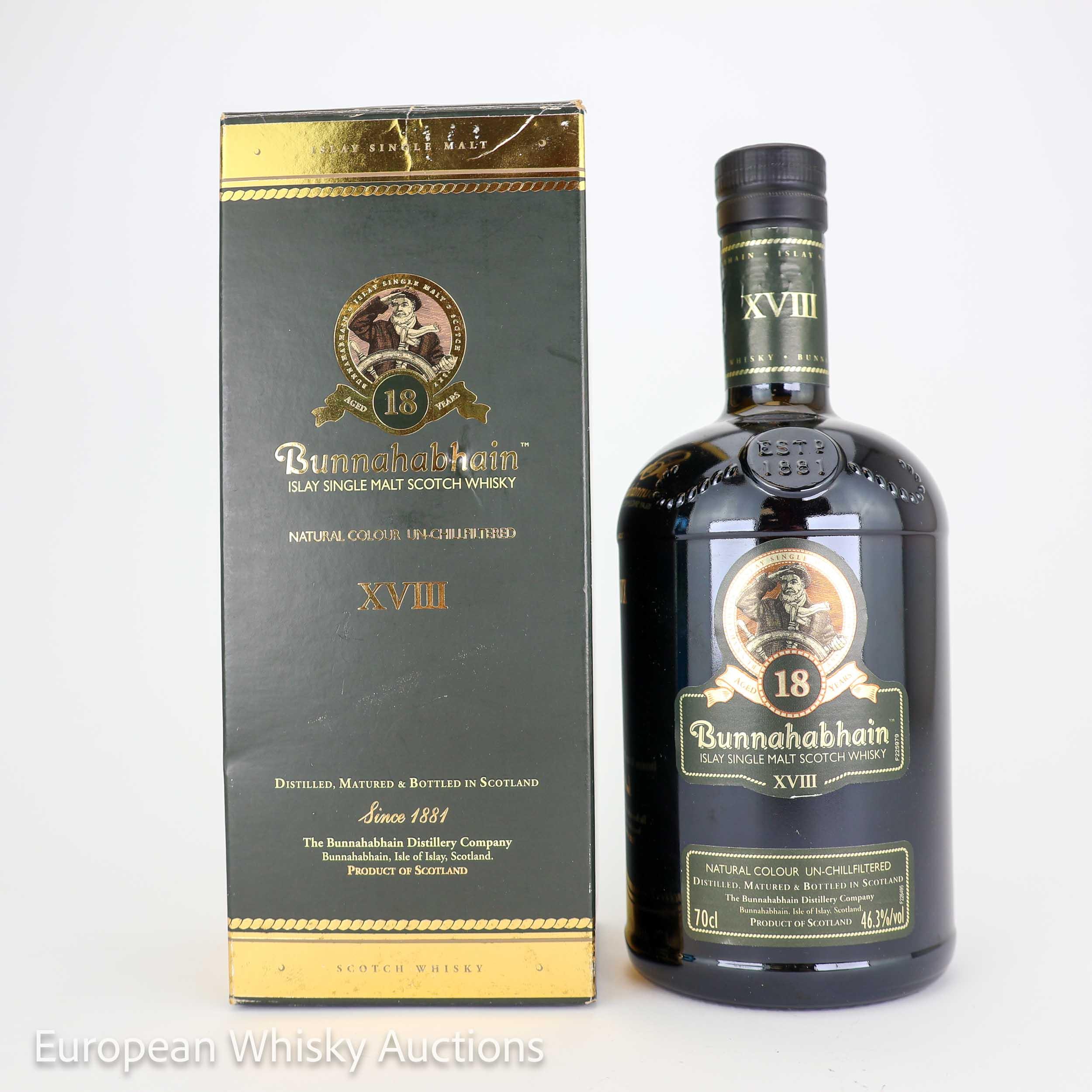 Bunnahabhain 18 Year Old, Bourbon & Sherry Cask, 46.3% whisky bottle