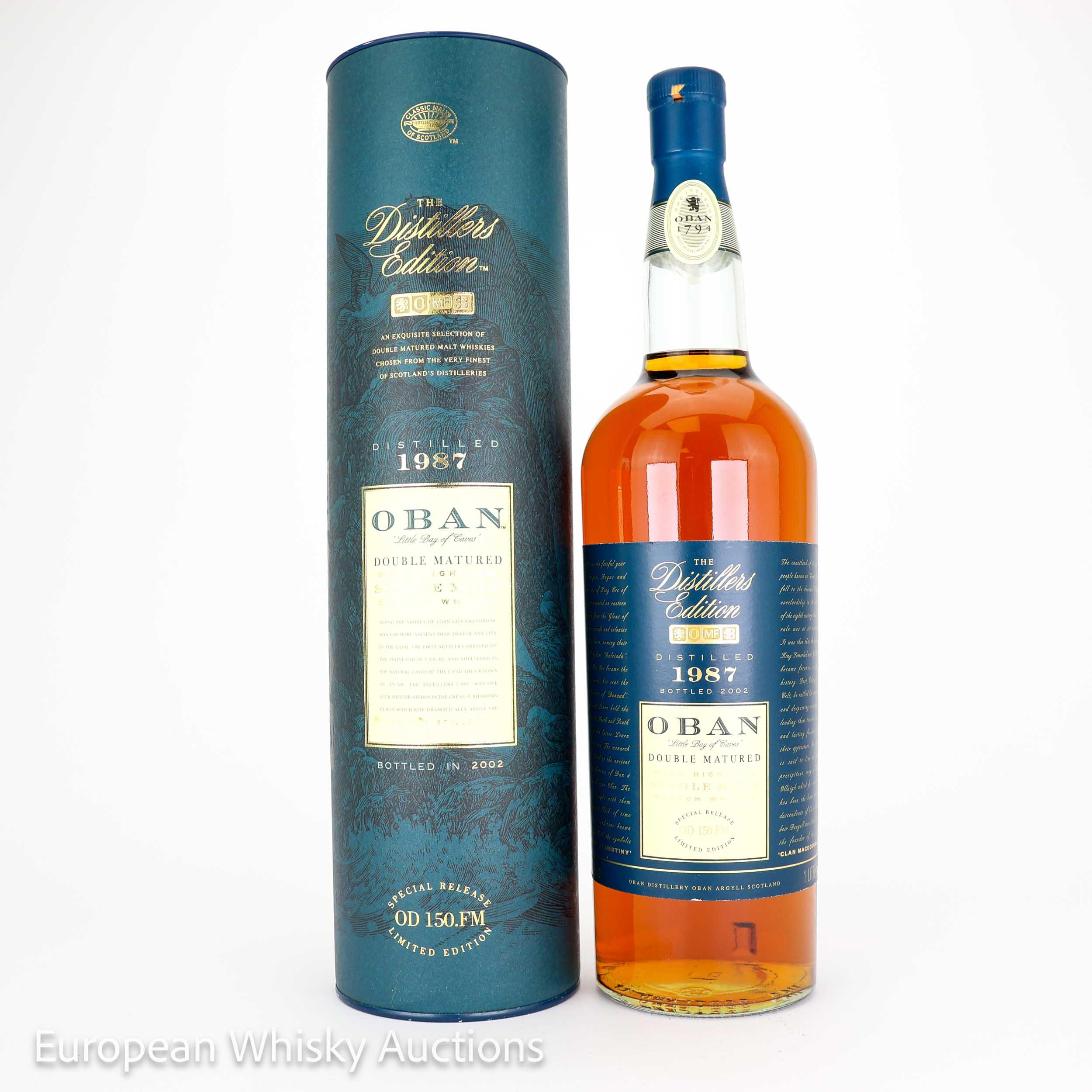 Oban Distillers Edition 15 Year Old, Montilla Fino Sherry Cask, Cask #OD 150.FM, 2002, 43% whisky bottle