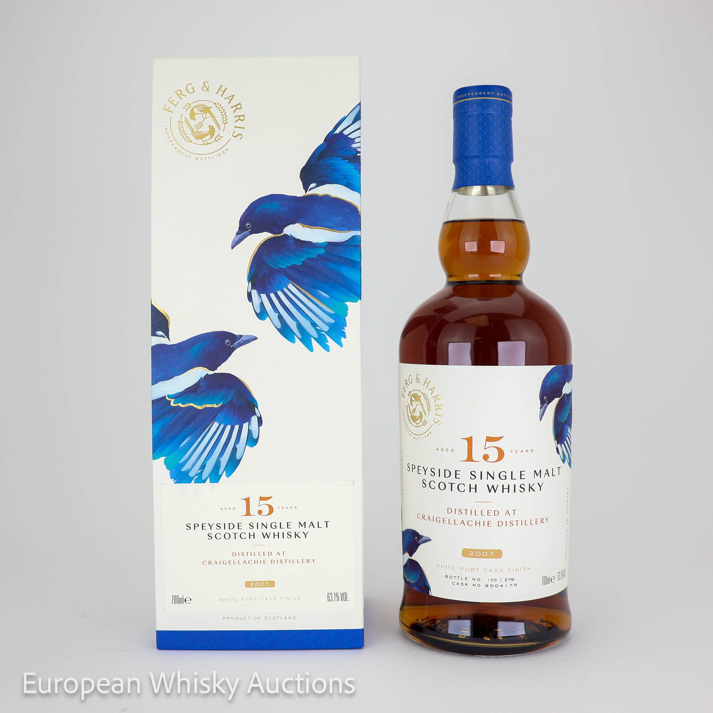 Craigellachie 15 Year Old, Port & Sherry Cask, Cask #900417R, 2007, Ferg & Harris, 63.1% whisky bottle