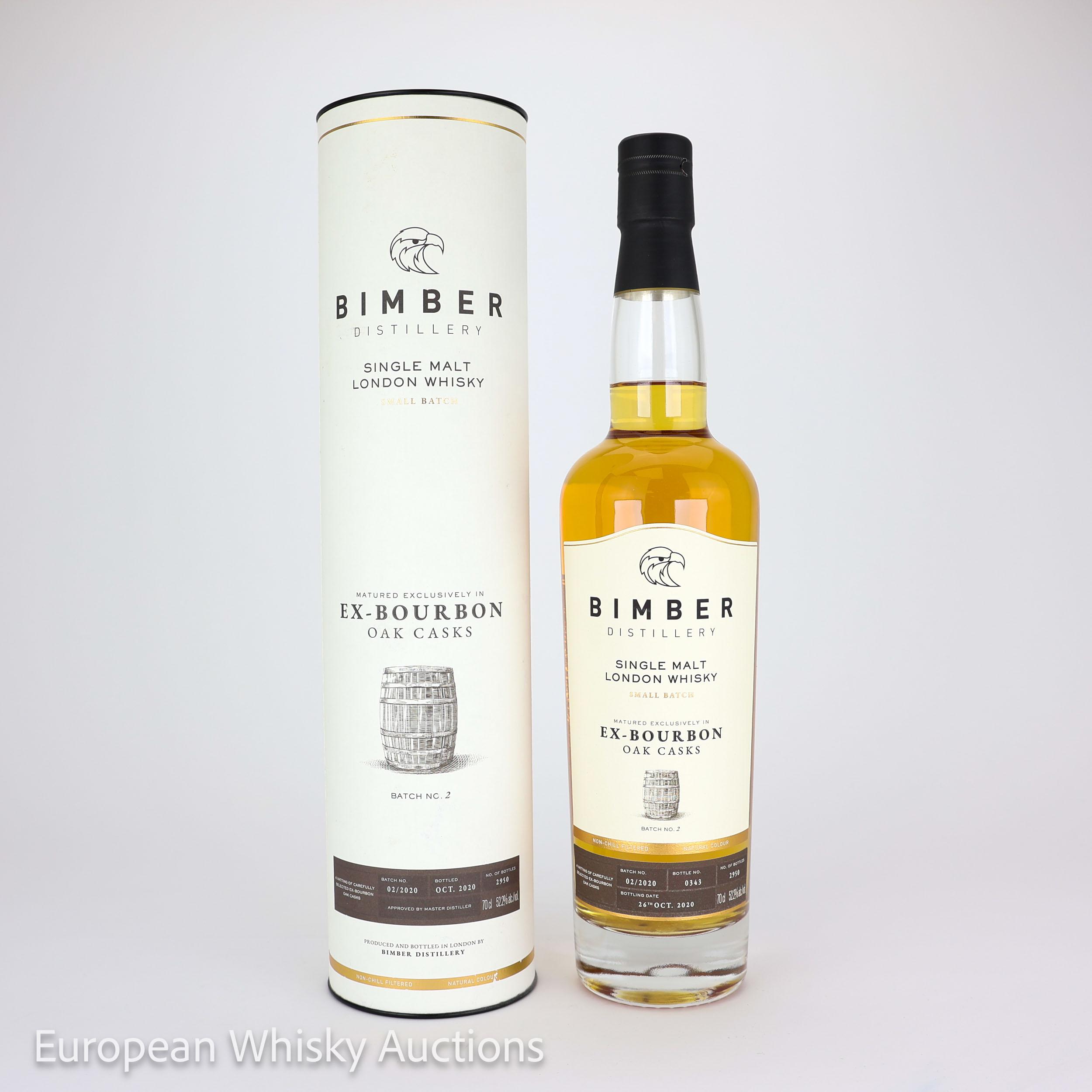 Bimber Ex-Bourbon Oak Cask 4 Year Old, Batch No. 02/2020, 2020, 52.2% whisky bottle