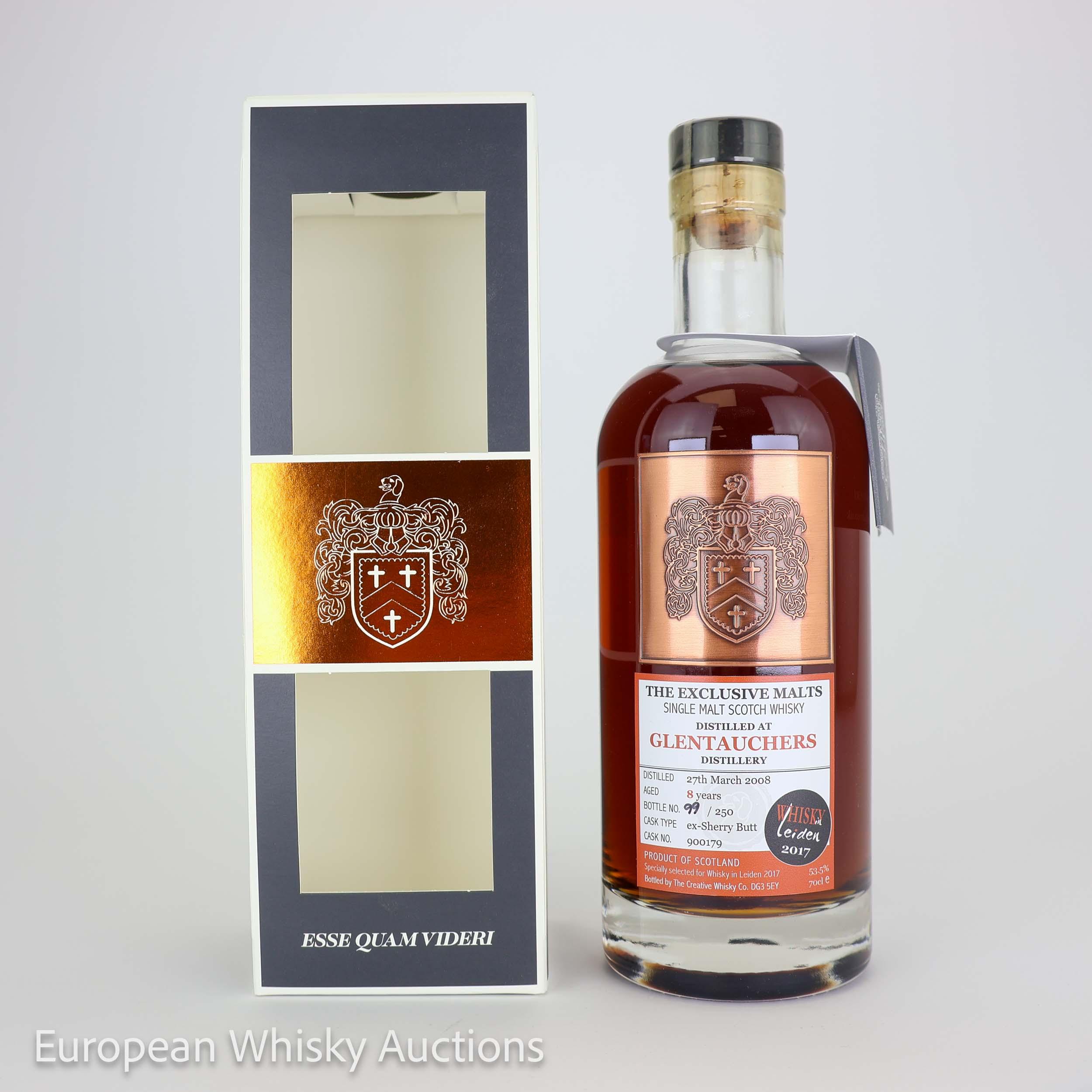 Glentauchers The Exclusive Malts 8 Year Old, Sherry Cask, Cask #900179, 2008, The Creative Whisky Co Ltd, 53.5% whisky bottle