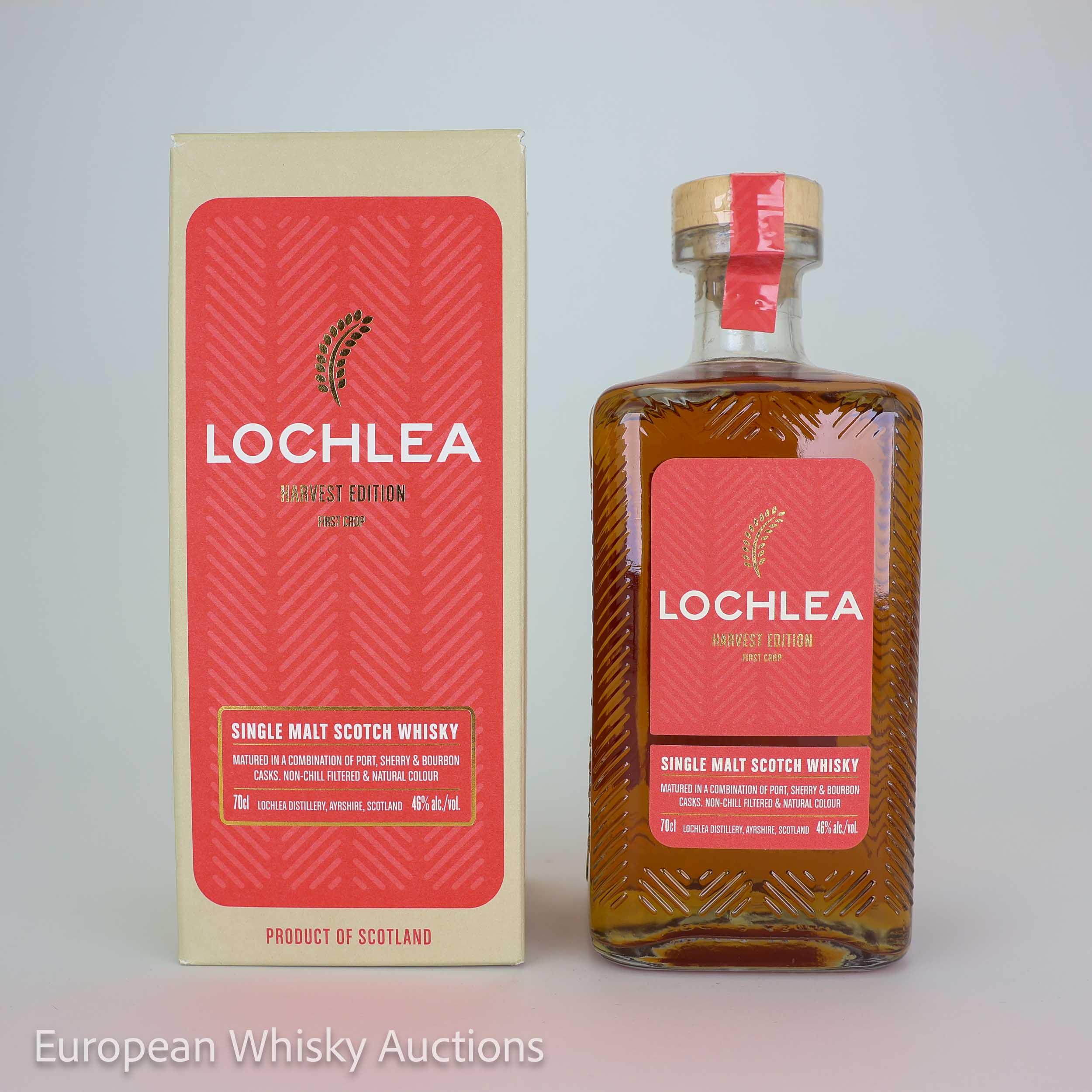 Lochlea Harvest Edition First Crop 3 Year Old, Port, Oloroso Sherry & Bourbon Cask, 2022, 46% whisky bottle