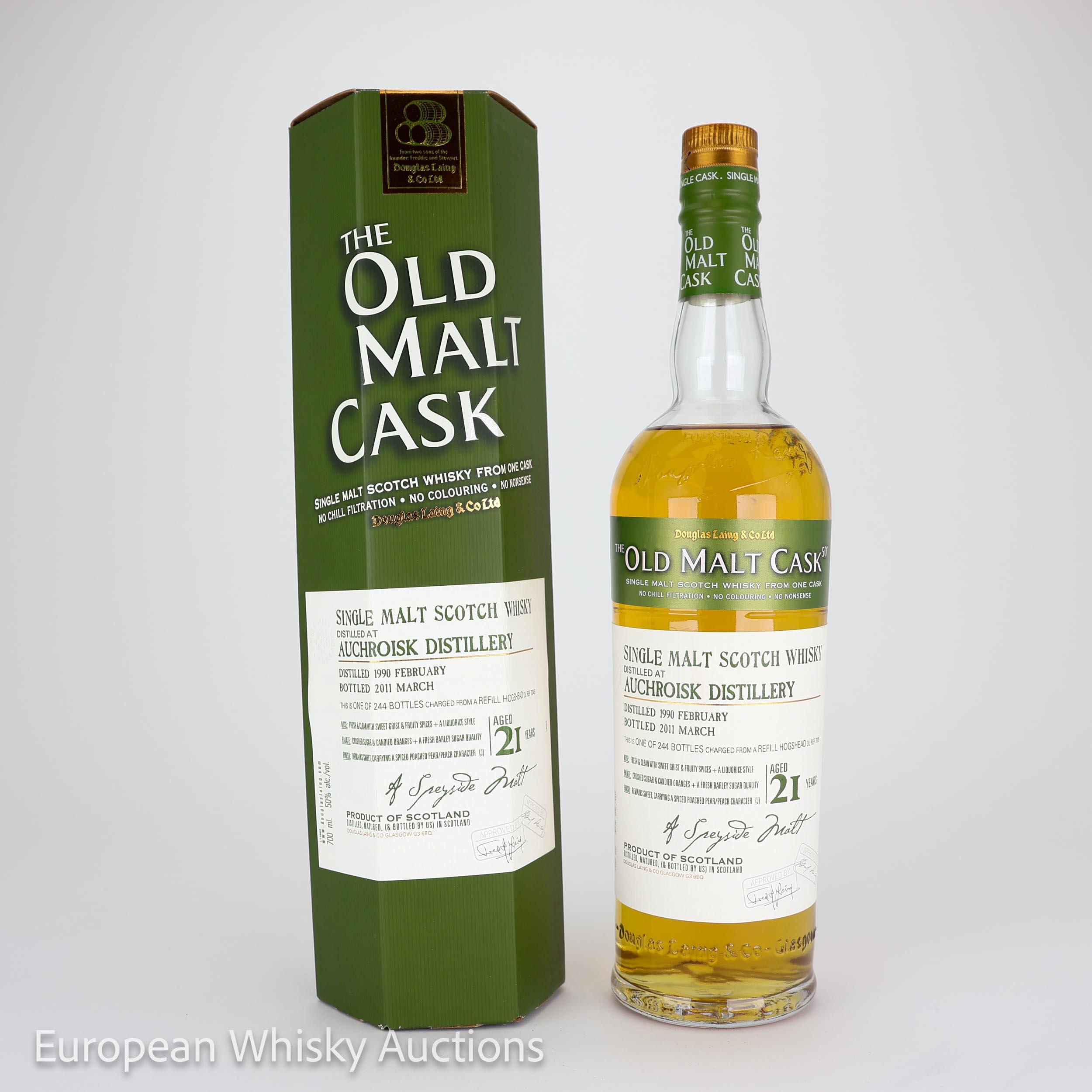 Auchroisk Old Malt Cask #21 Year Old, Hogshead Cask, Cask #7045, 1990, Douglas Laing, 50% whisky bottle