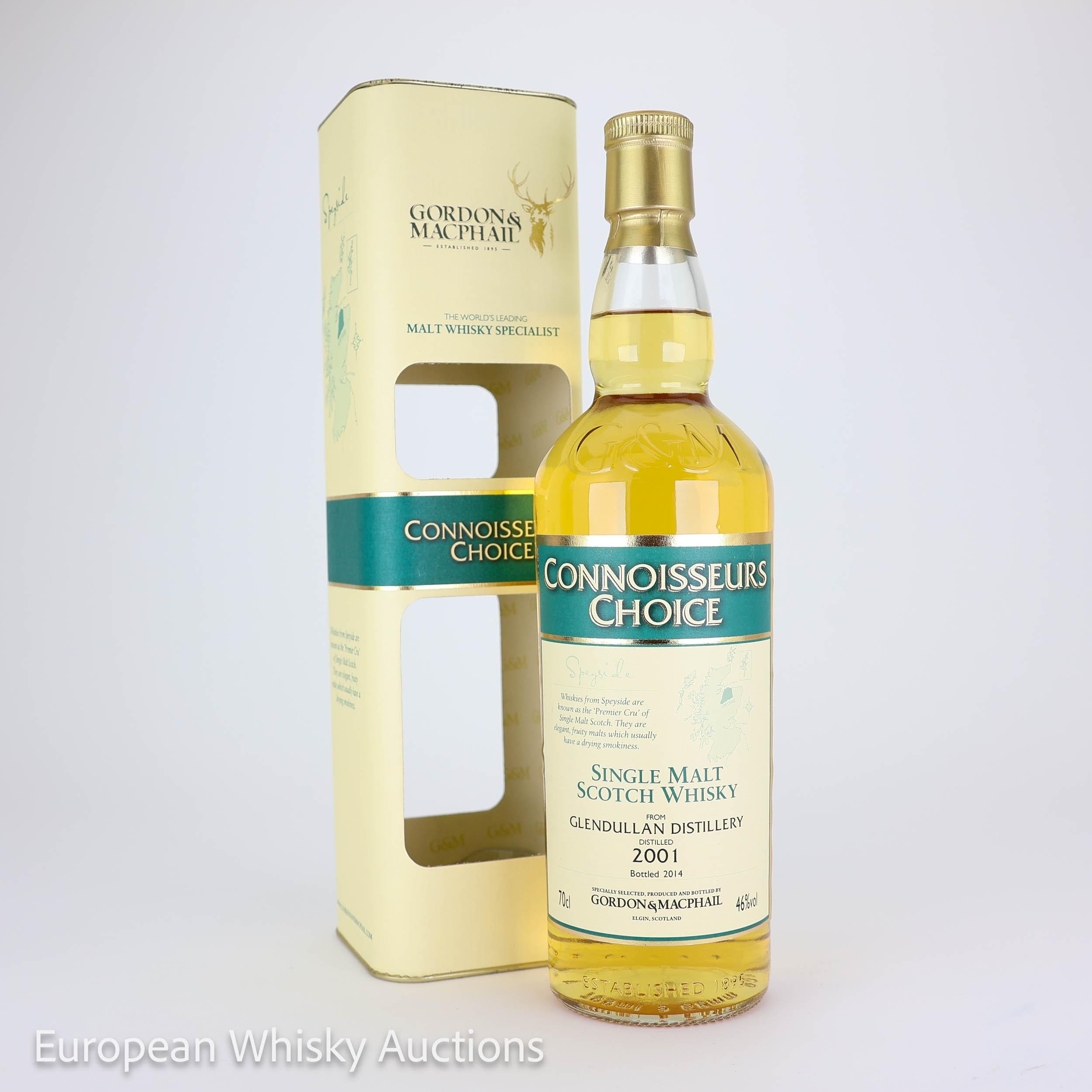 Glendullan Connoisseurs Choice 13 Year Old, First-fill Bourbon Cask, 2001, Gordon & MacPhail, 46% whisky bottle