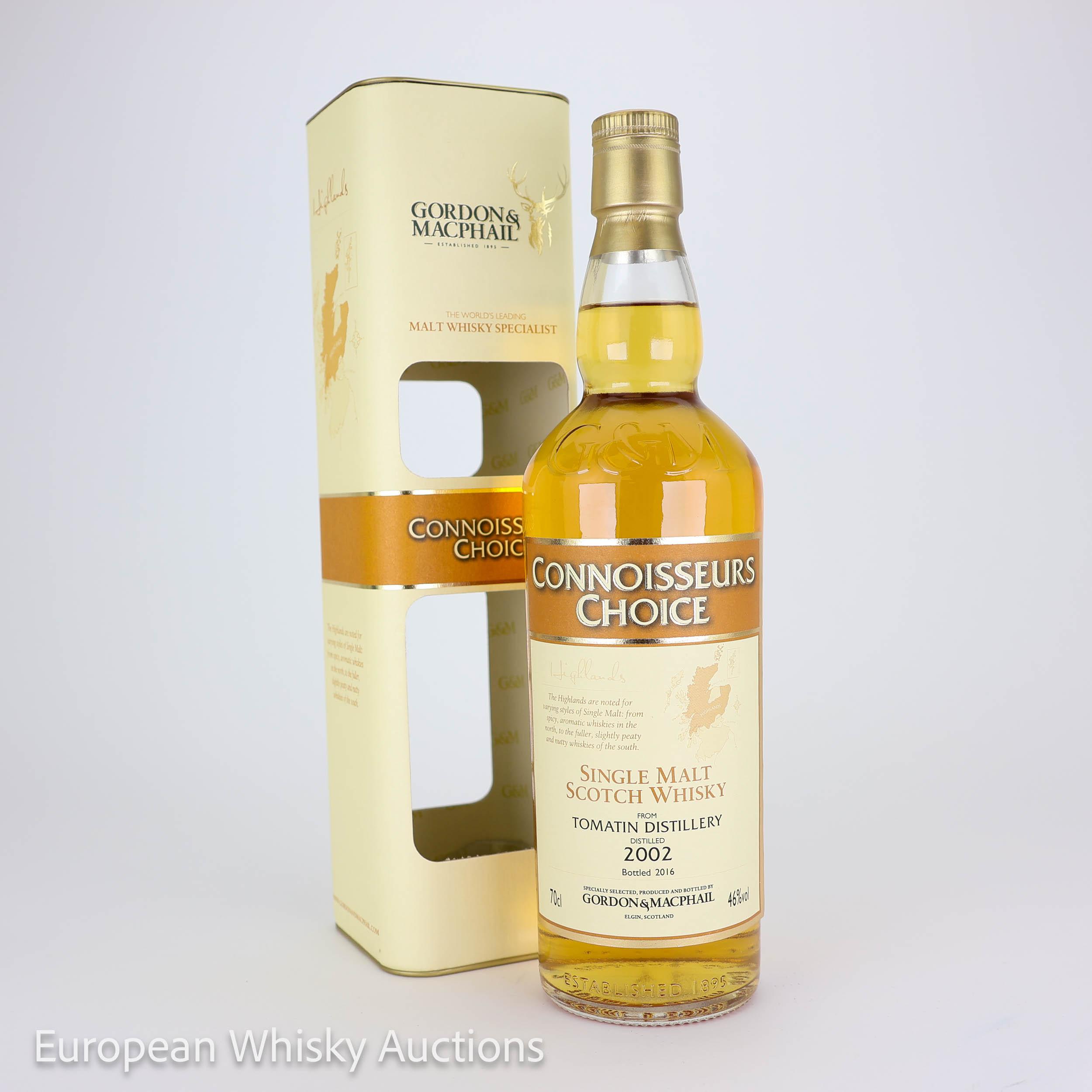 Tomatin Connoisseurs Choice 14 Year Old, Bourbon Cask, 2002, Gordon & MacPhail, 46% whisky bottle