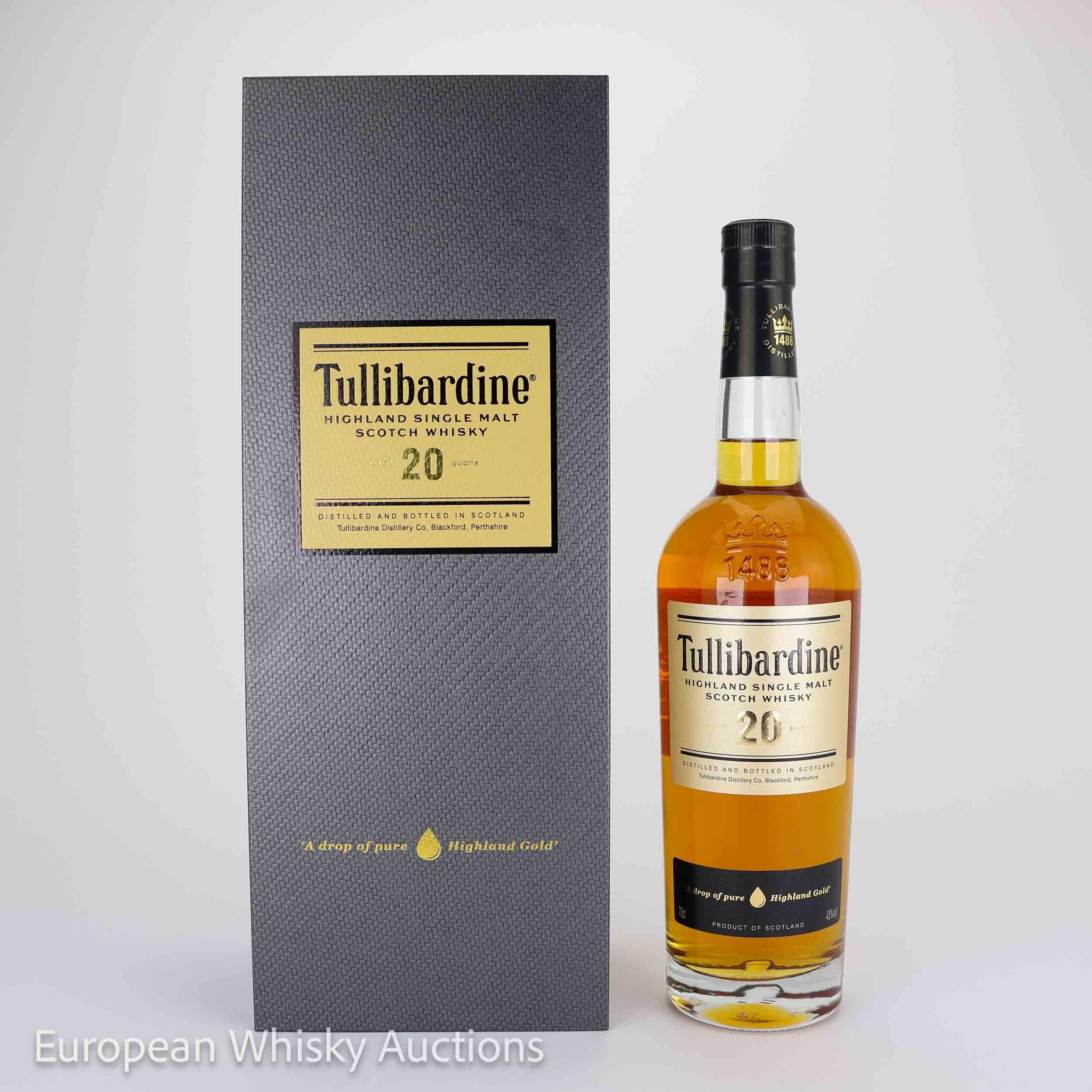 Tullibardine 20 Year Old, Bourbon Cask, 43% whisky bottle
