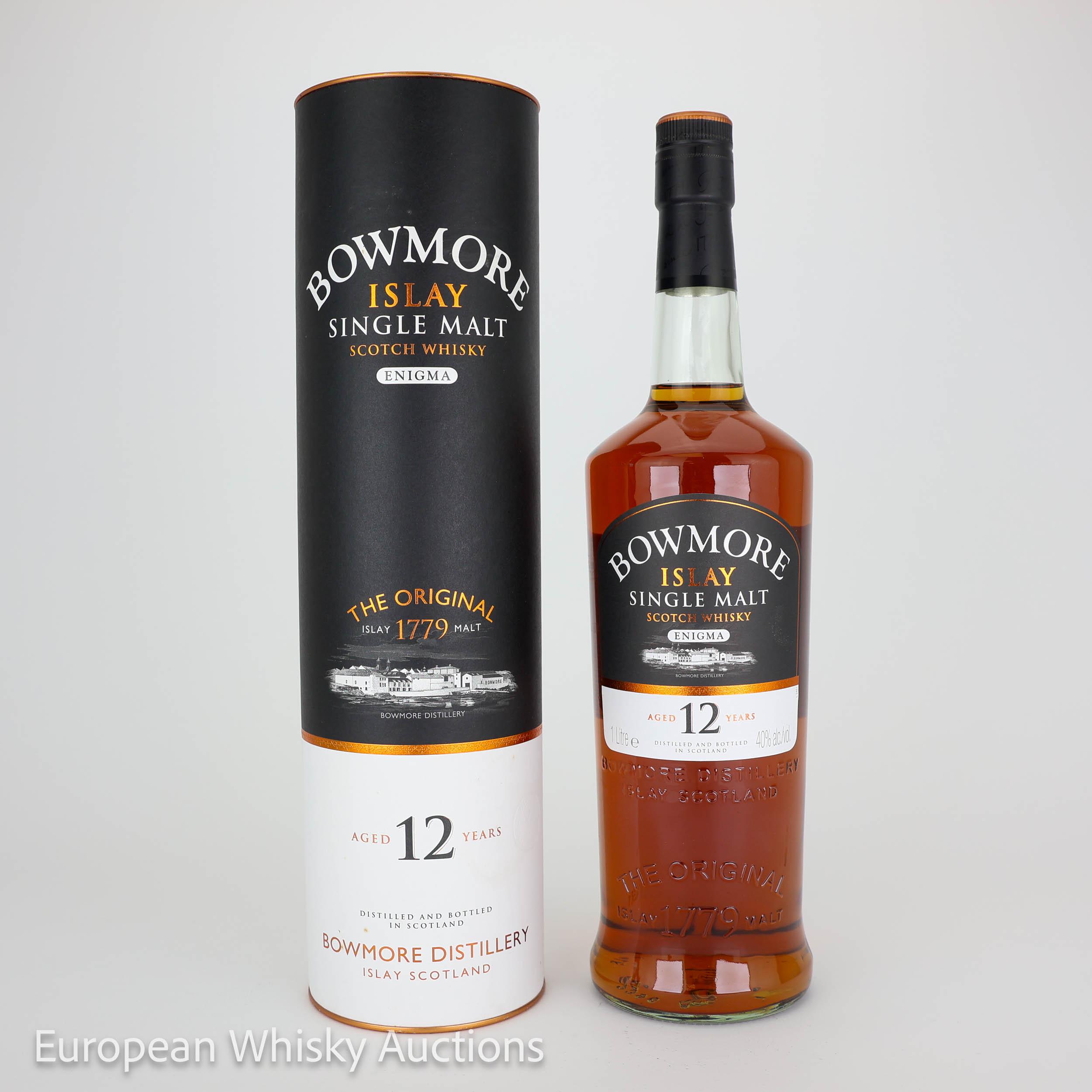 Bowmore Enigma 12 Year Old, Oloroso Sherry & Bourbon Cask, 40% whisky bottle