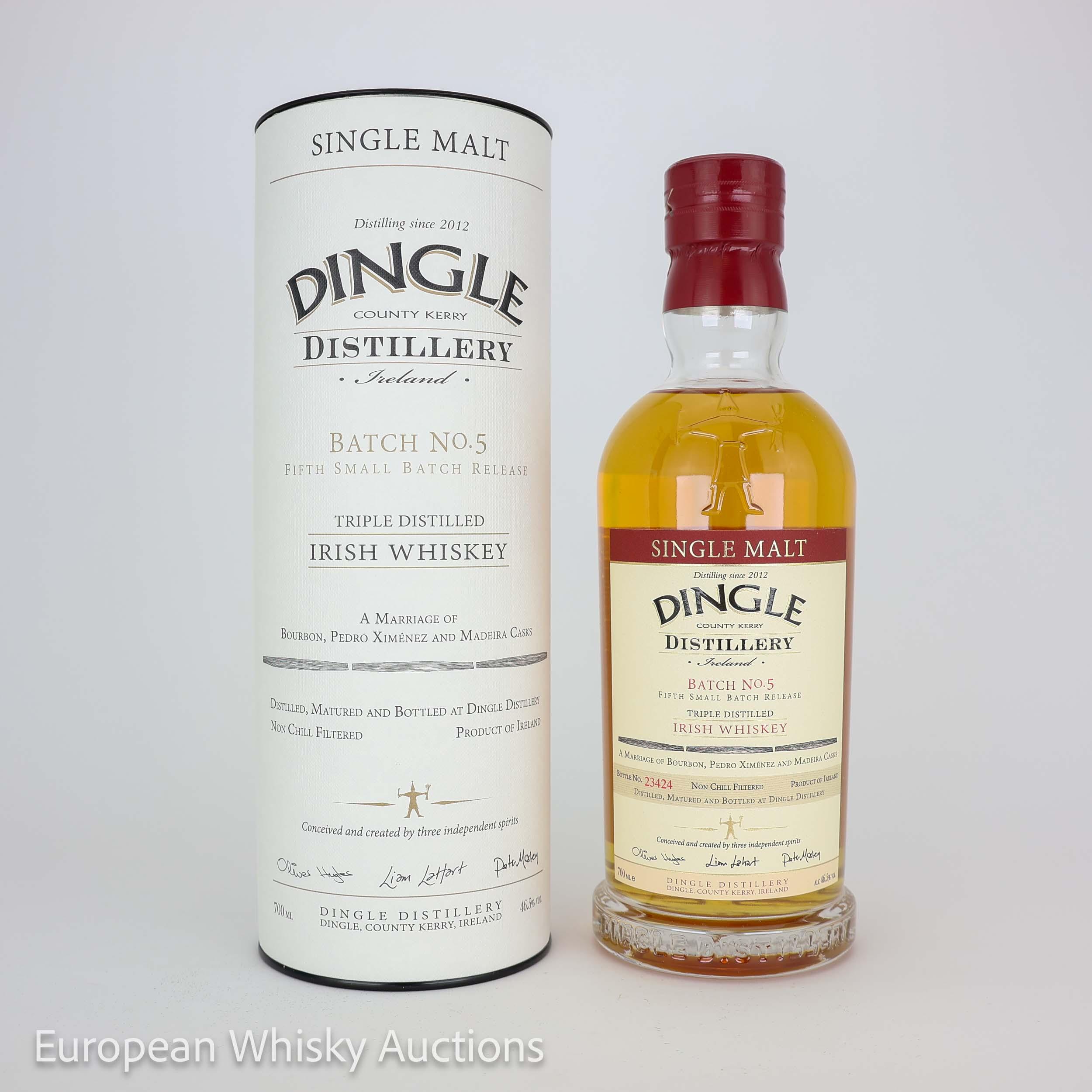 Dingle Single Malt, Bourbon, Pedro Ximénez & Madeira Cask, Batch No. 5, 2020, 46.5% whisky bottle