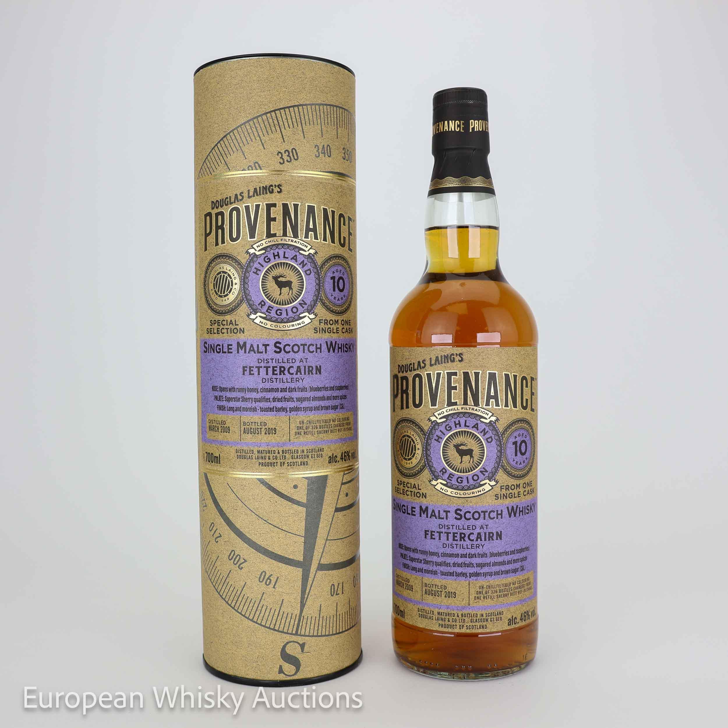 Fettercairn Provenance 10 Year Old, Sherry Cask, Cask #DL 13460, 2009, Douglas Laing, 46% whisky bottle
