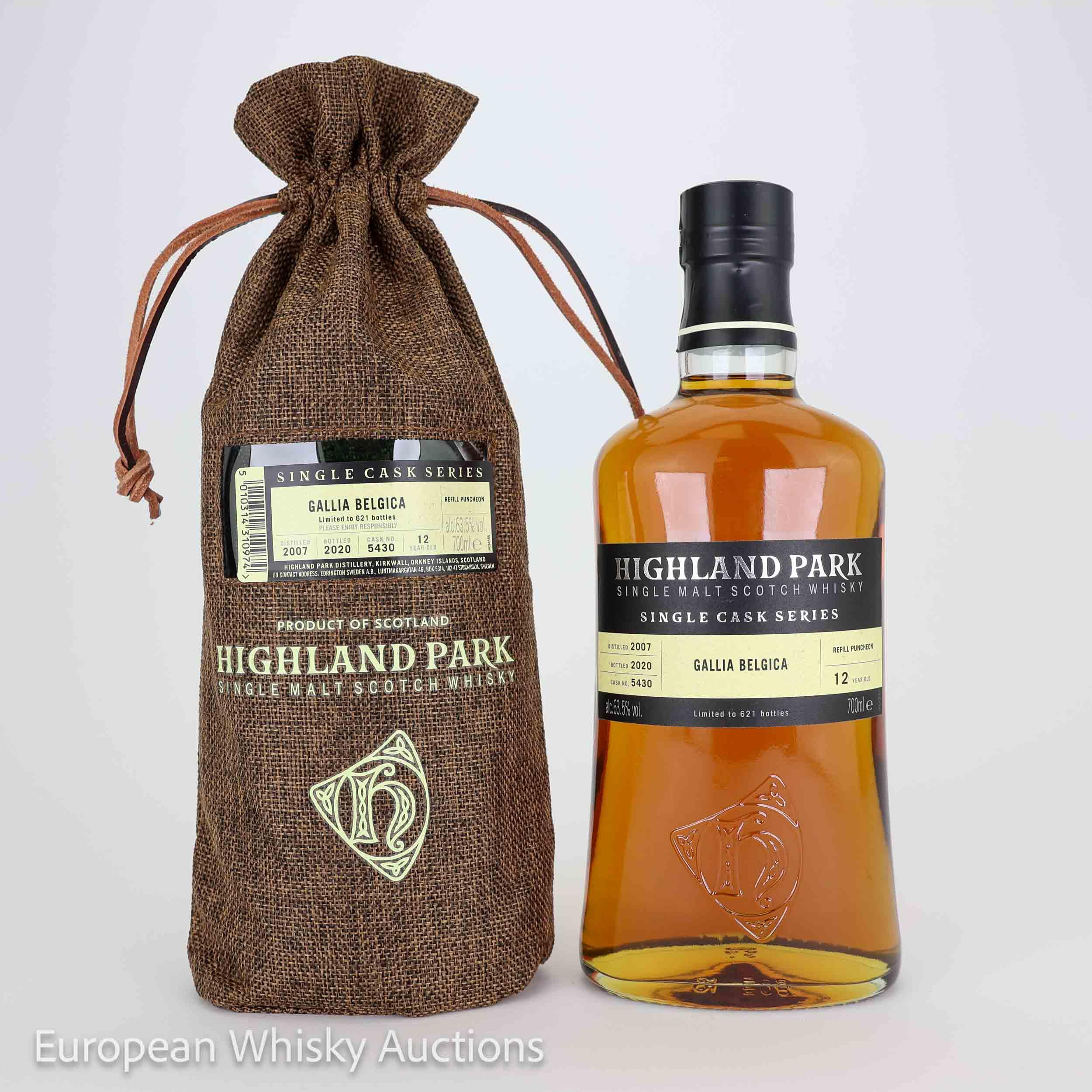 Highland Park Single Cask Series Gallia Belgica 12 Year Old, Sherry Cask, Cask #5430, 2020, 63.5% whisky bottle