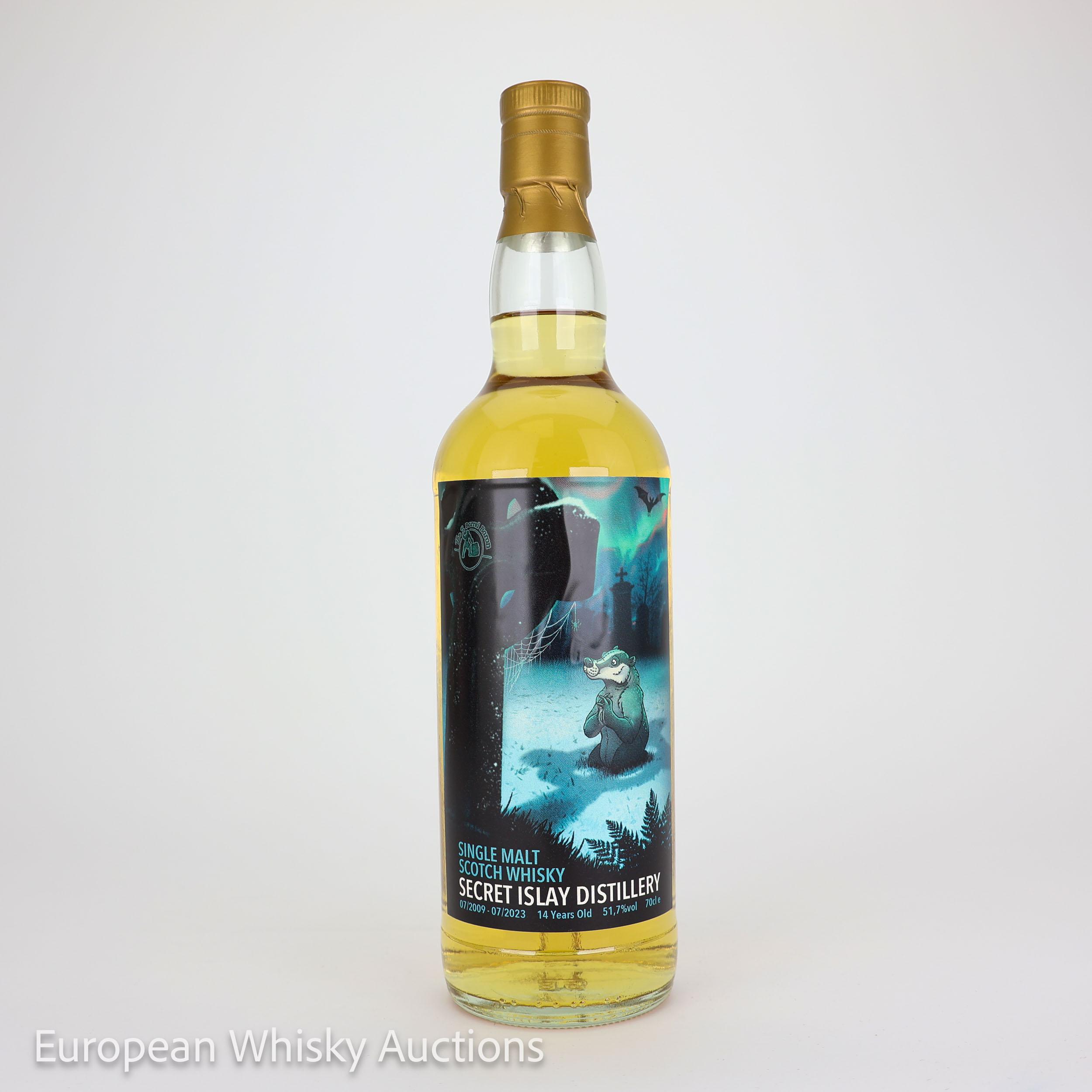 Secret Islay Distillery 14 Year Old, Bourbon Cask, 2009, The Barrel Baron, 51.7% whisky bottle