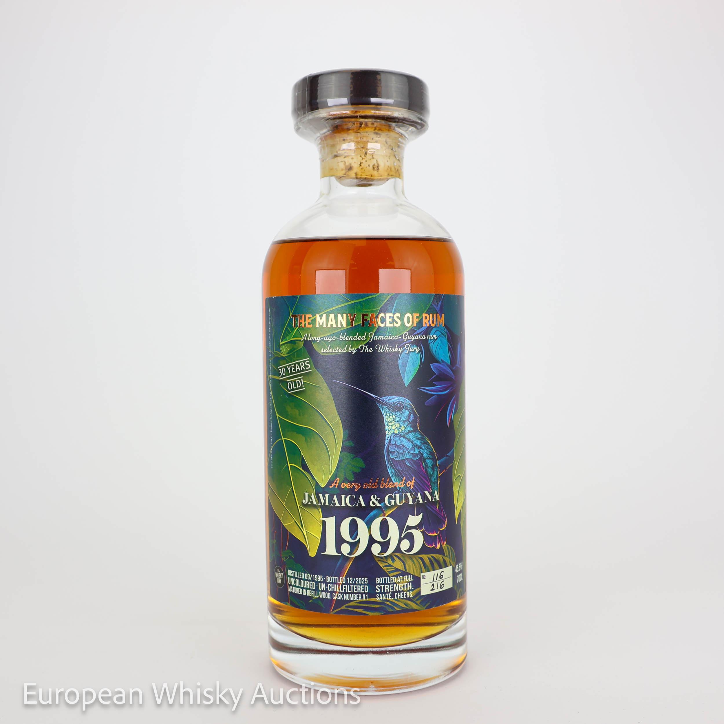 Jamaica & Guyana 1995 30 Year Old The Whisky Jury, Refill wood Cask, Cask #1, 1995, The Whisky Jury, 45.5% whisky bottle