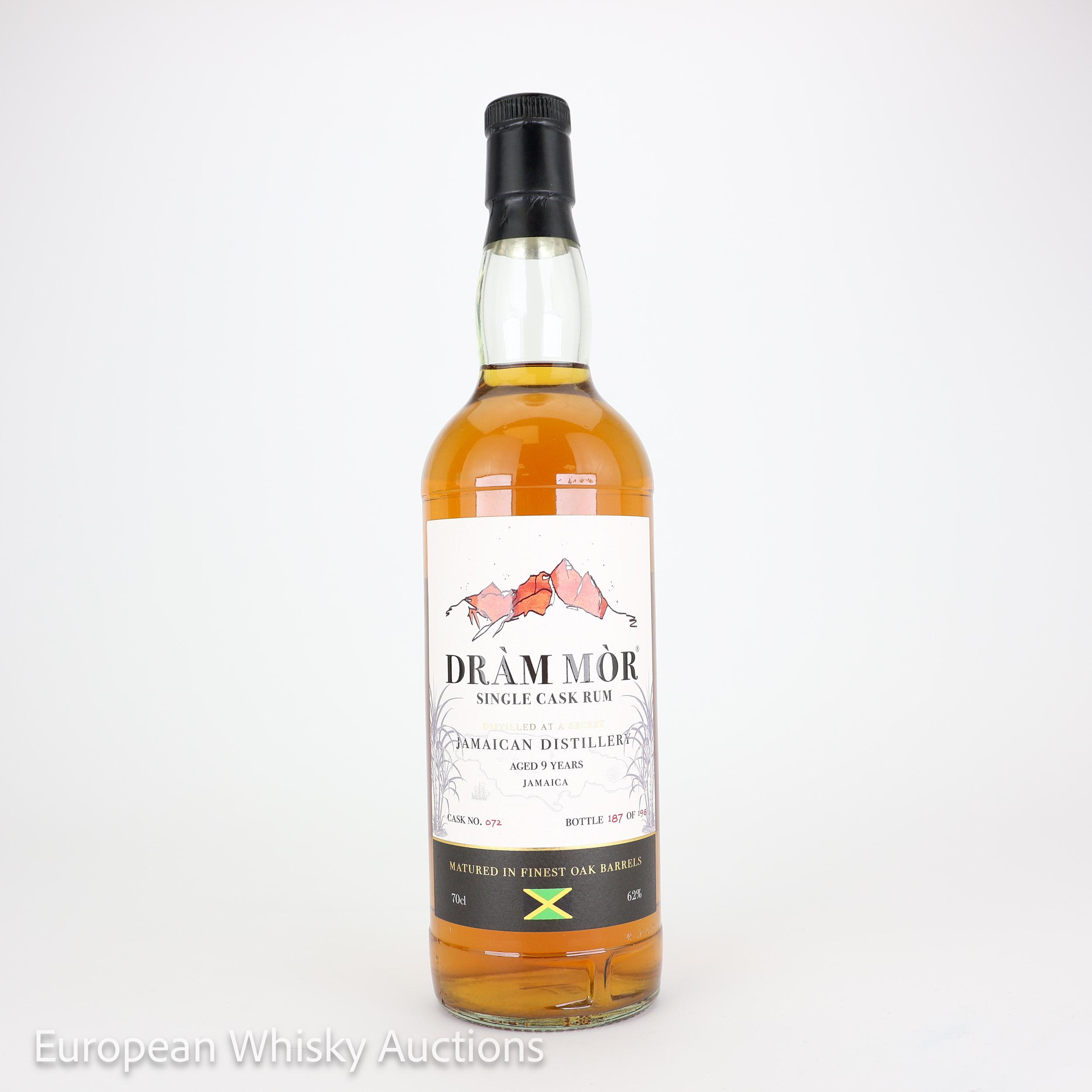 Secret Jamaican Distillery 9 Year Old, Bourbon Cask, Cask #072, 2012, Dràm Mòr, 62% whisky bottle