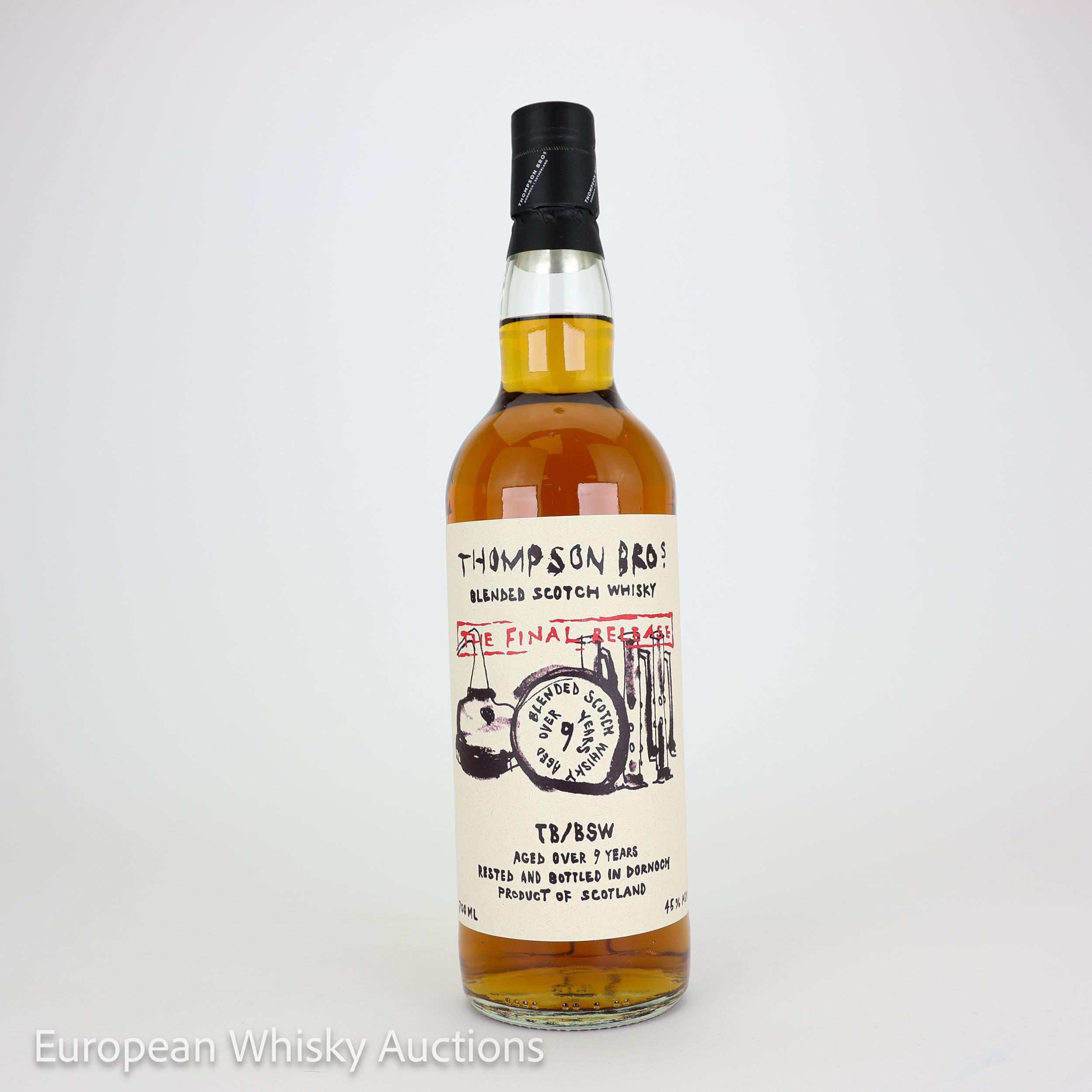 Thompson Bros 9 Year Old TB/BSW Blend The Final Release, Sherry Cask, Thompson Bros, 45% whisky bottle