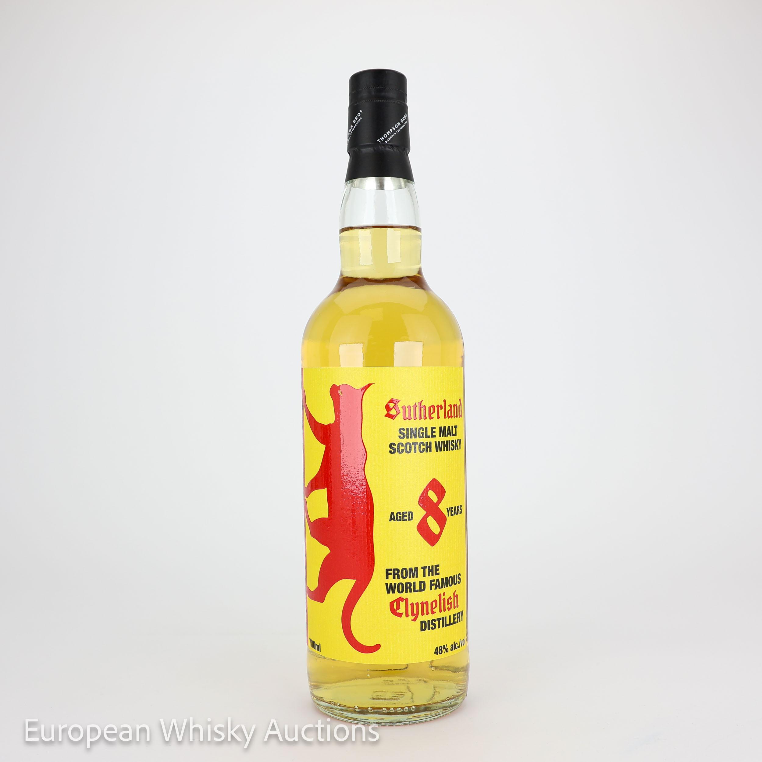 Clynelish Sutherland 8 Year Old, Refill Hogshead Cask, Batch No. 001, 2018, Thompson Bros., 48% whisky bottle