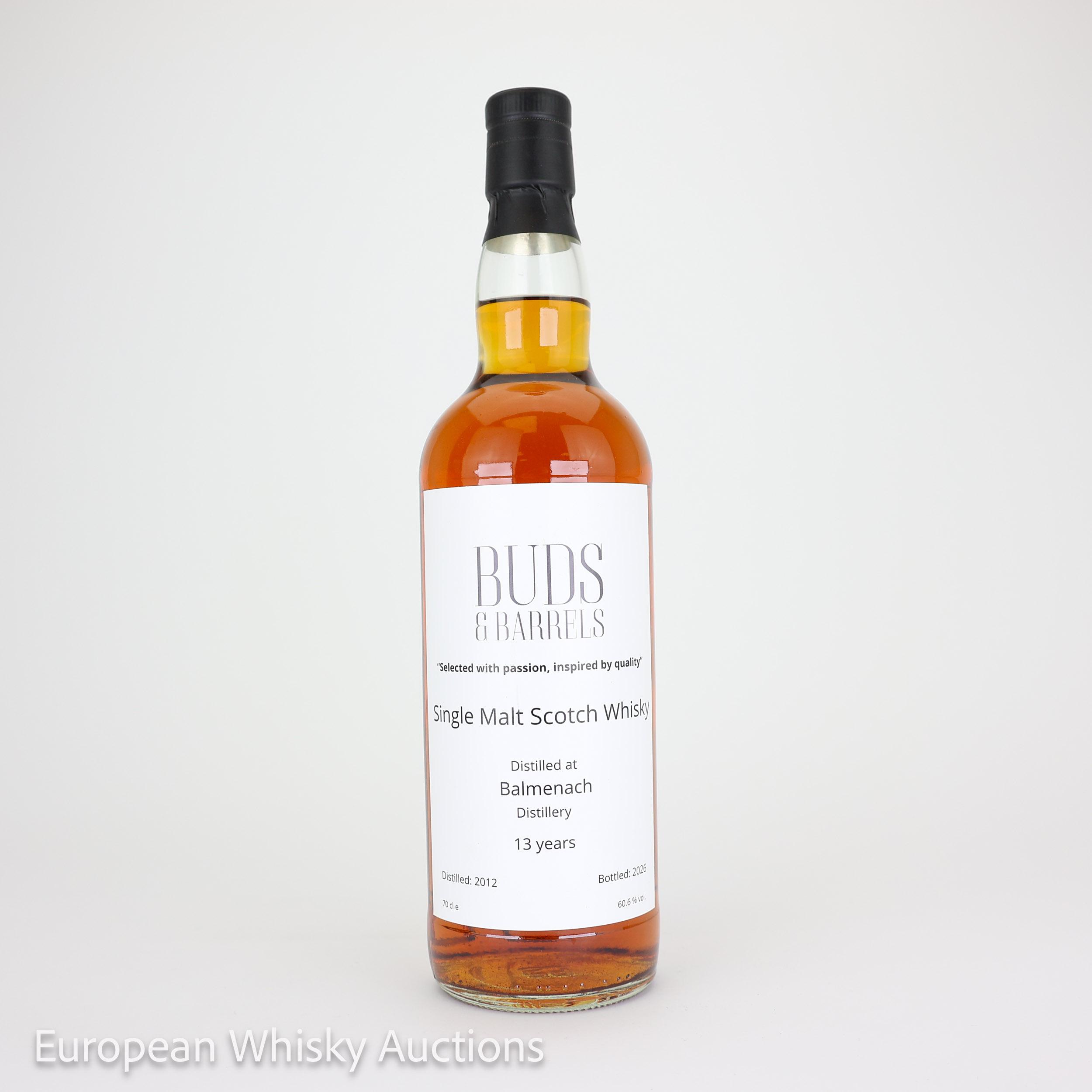 Balmenach 13 Year Old, 2012, Buds & Barrels, 60.6% whisky bottle