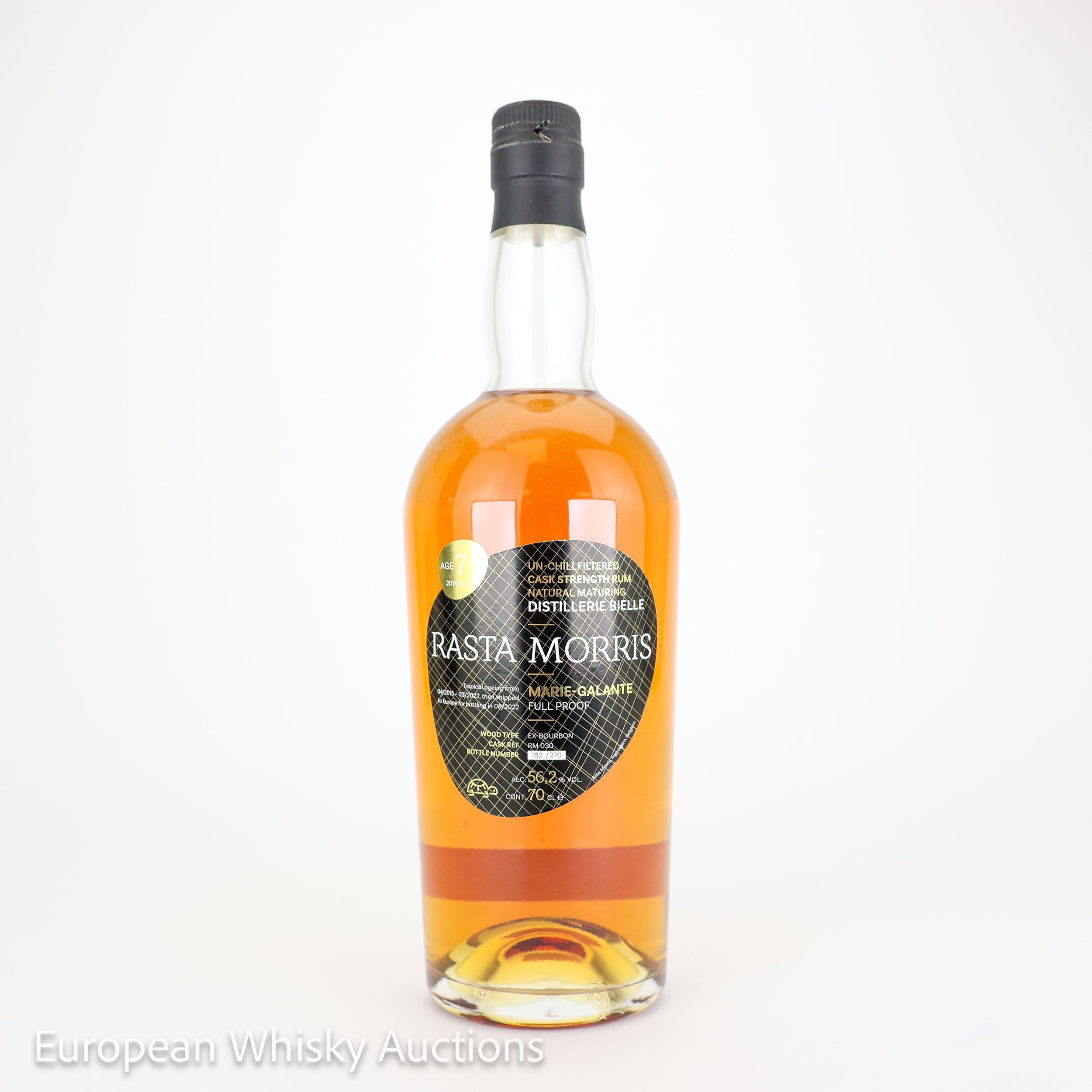 Distillerie Bielle Rasta Morris 7 Year Old, Bourbon Cask, Cask #RM 030, 2015, Asta Morris, 56.2% whisky bottle