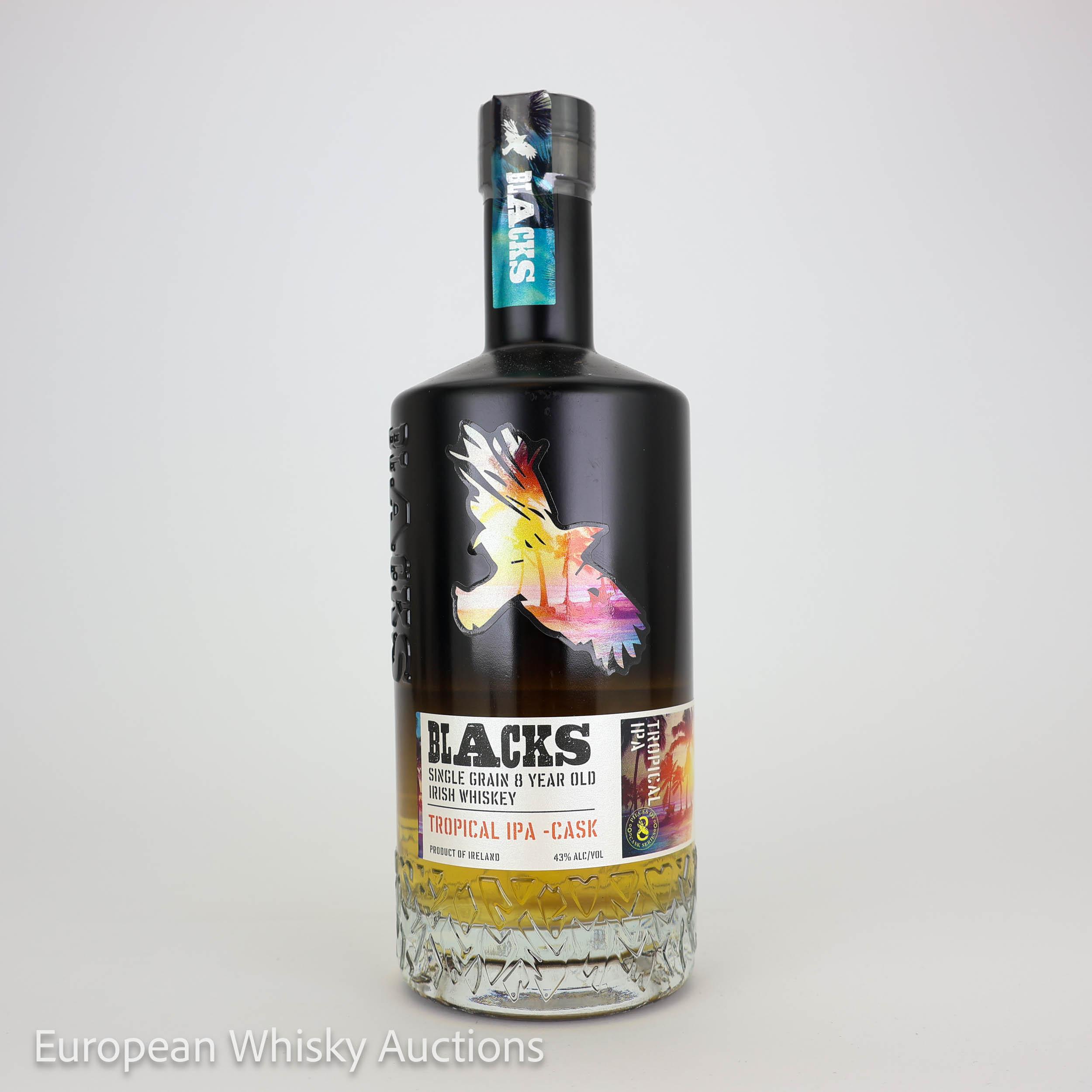 Blacks Tropical IPA Cask #8 Year Old, Tropical IPA Cask, Batch No. 001, 43% whisky bottle