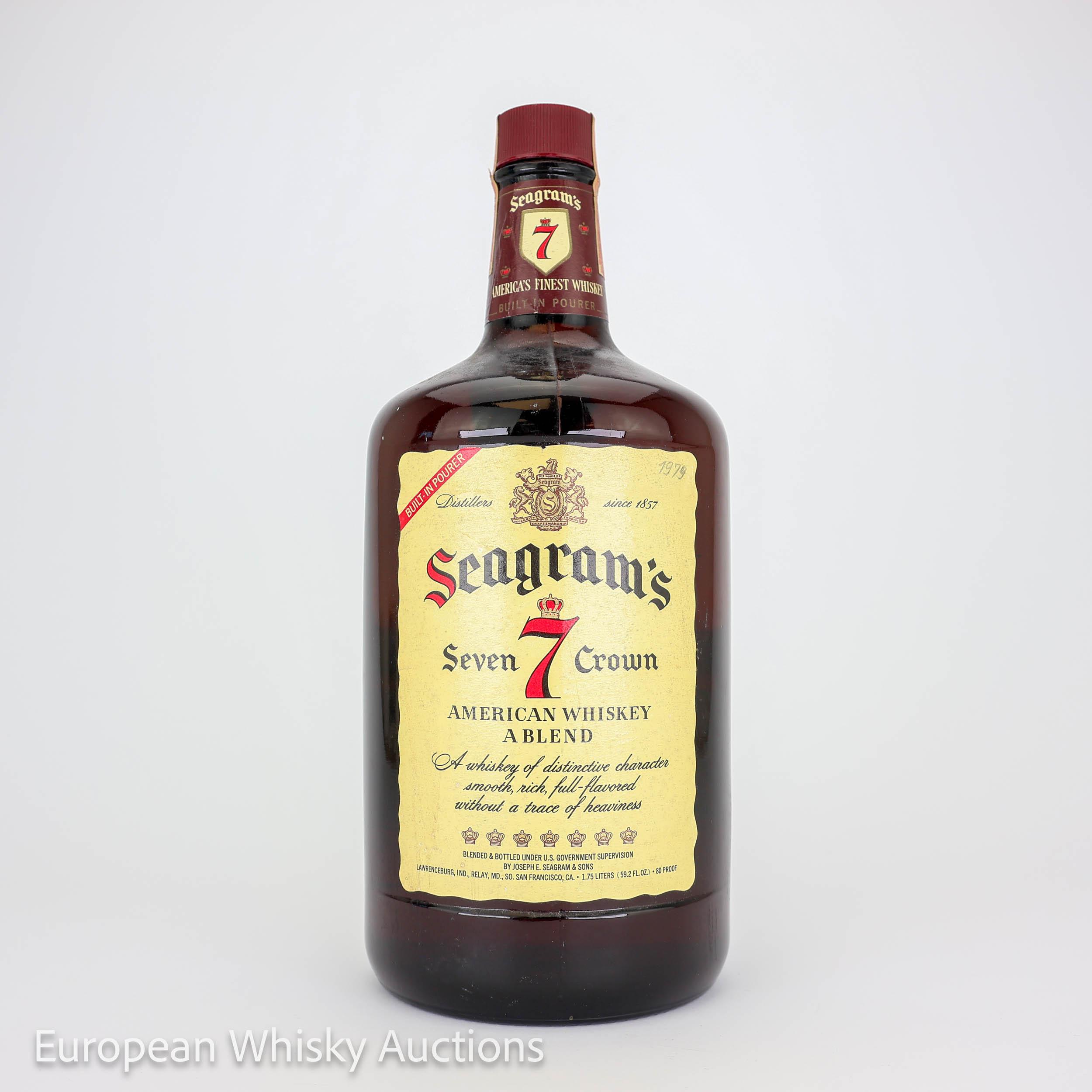 Seagram's 7 Crown, 1980, 40% whisky bottle