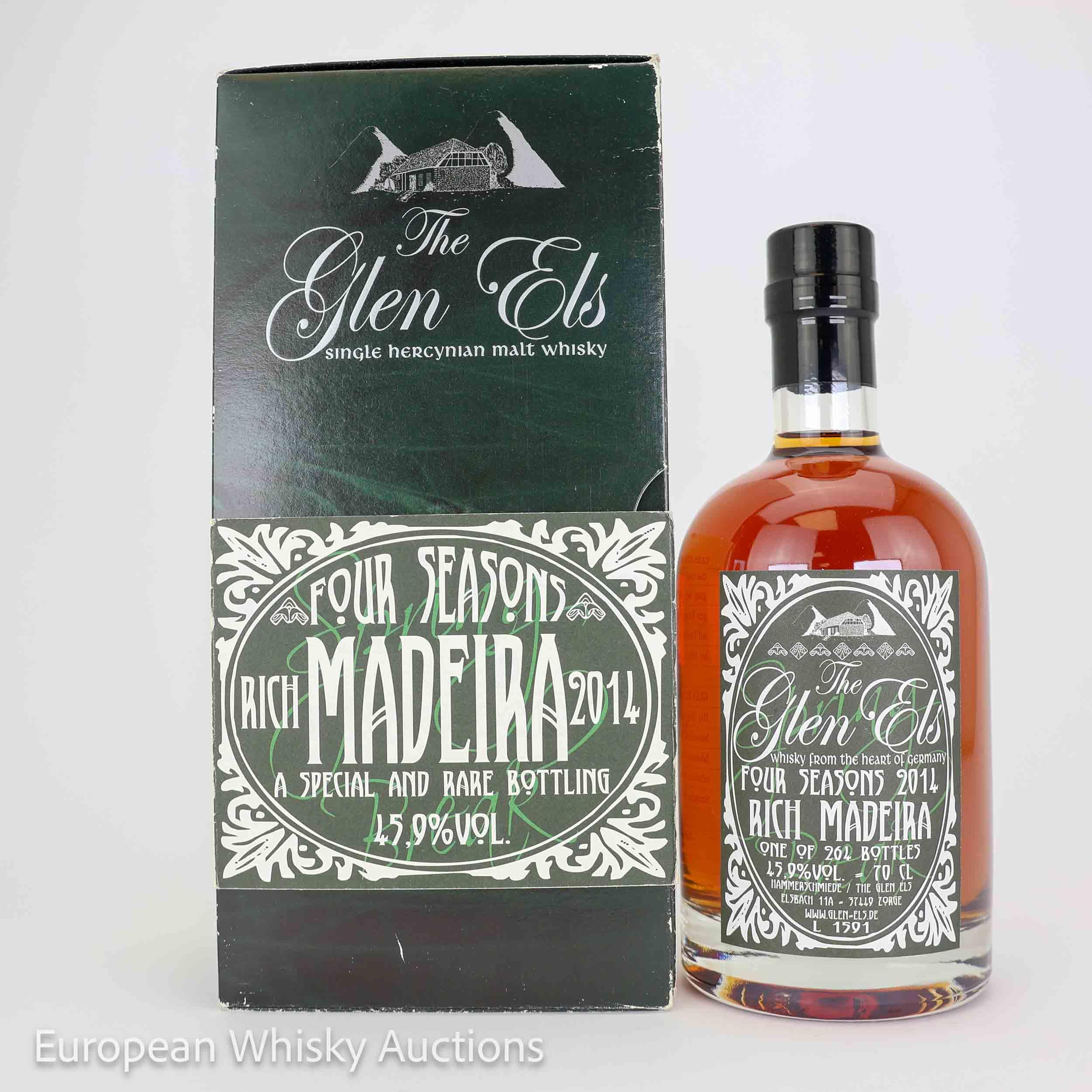 Glen Els Four Seasons Rich Madeira 5 Year Old, Madeira Cask, L 1591, 2014, 45.9% whisky bottle