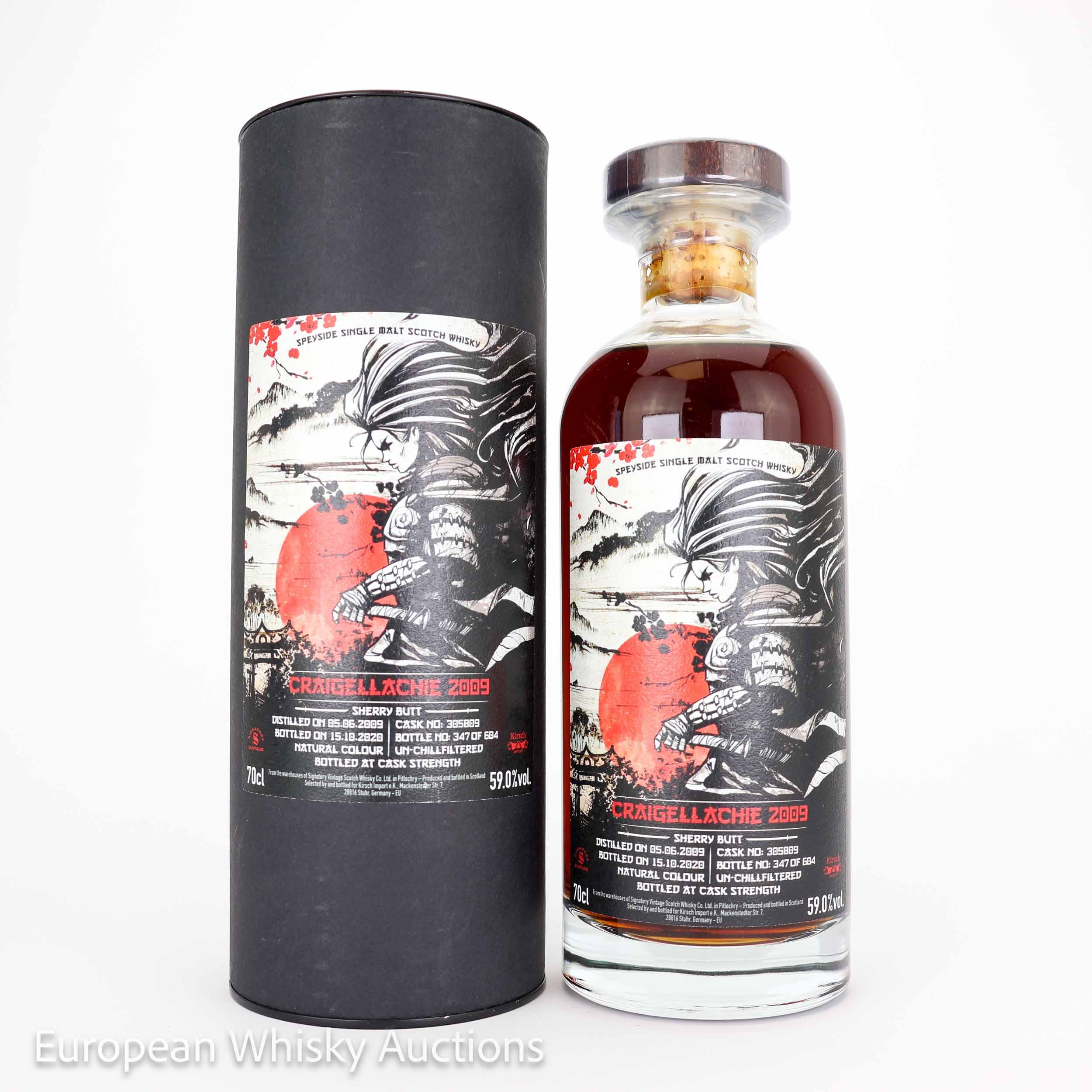 Craigellachie Samurai 11 Year Old, Sherry Butt Cask, Cask #305809, 2009, Signatory Vintage, 59% whisky bottle