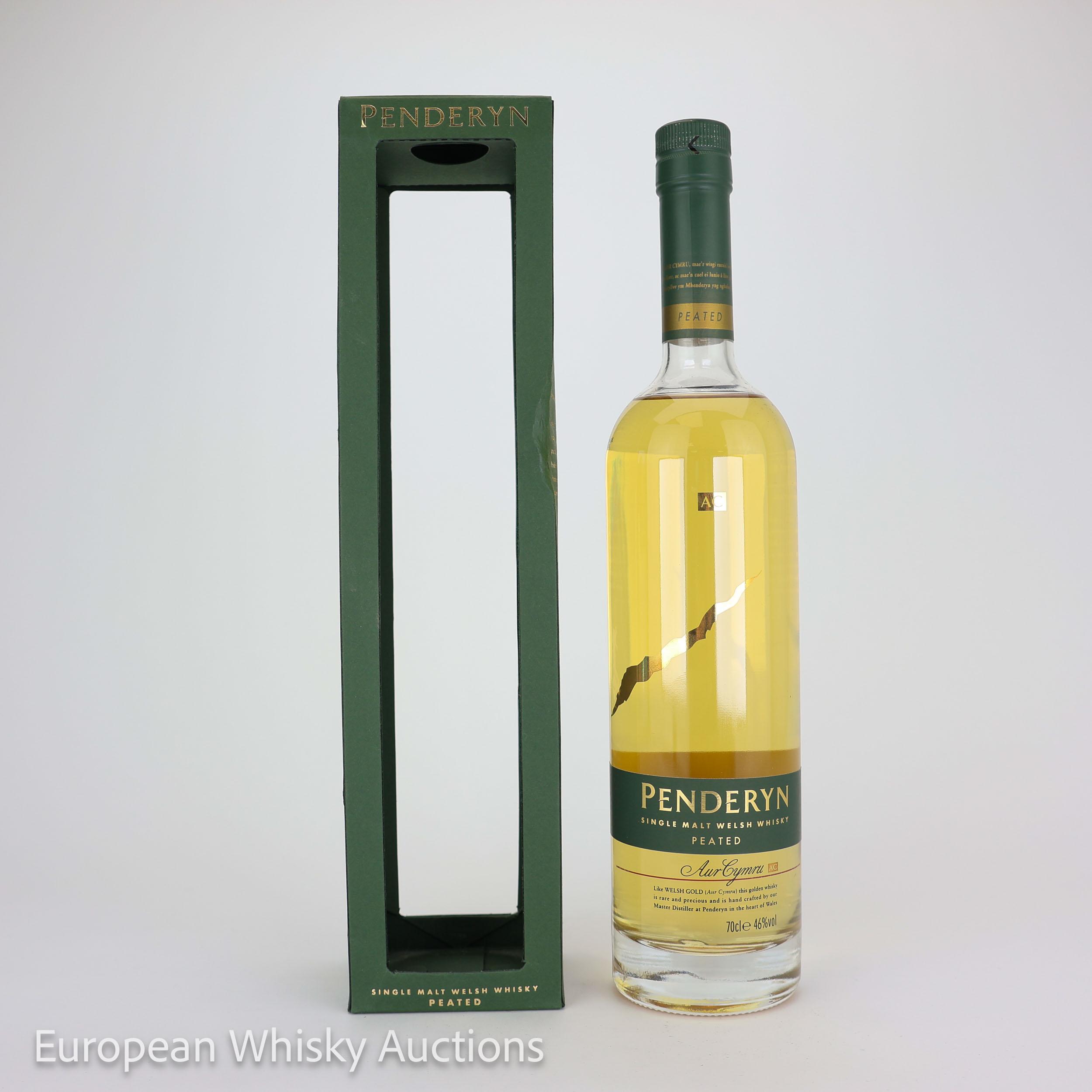 Penderyn Aur Cymru Peated, Bourbon & Peated Cask, 2013, 46% whisky bottle