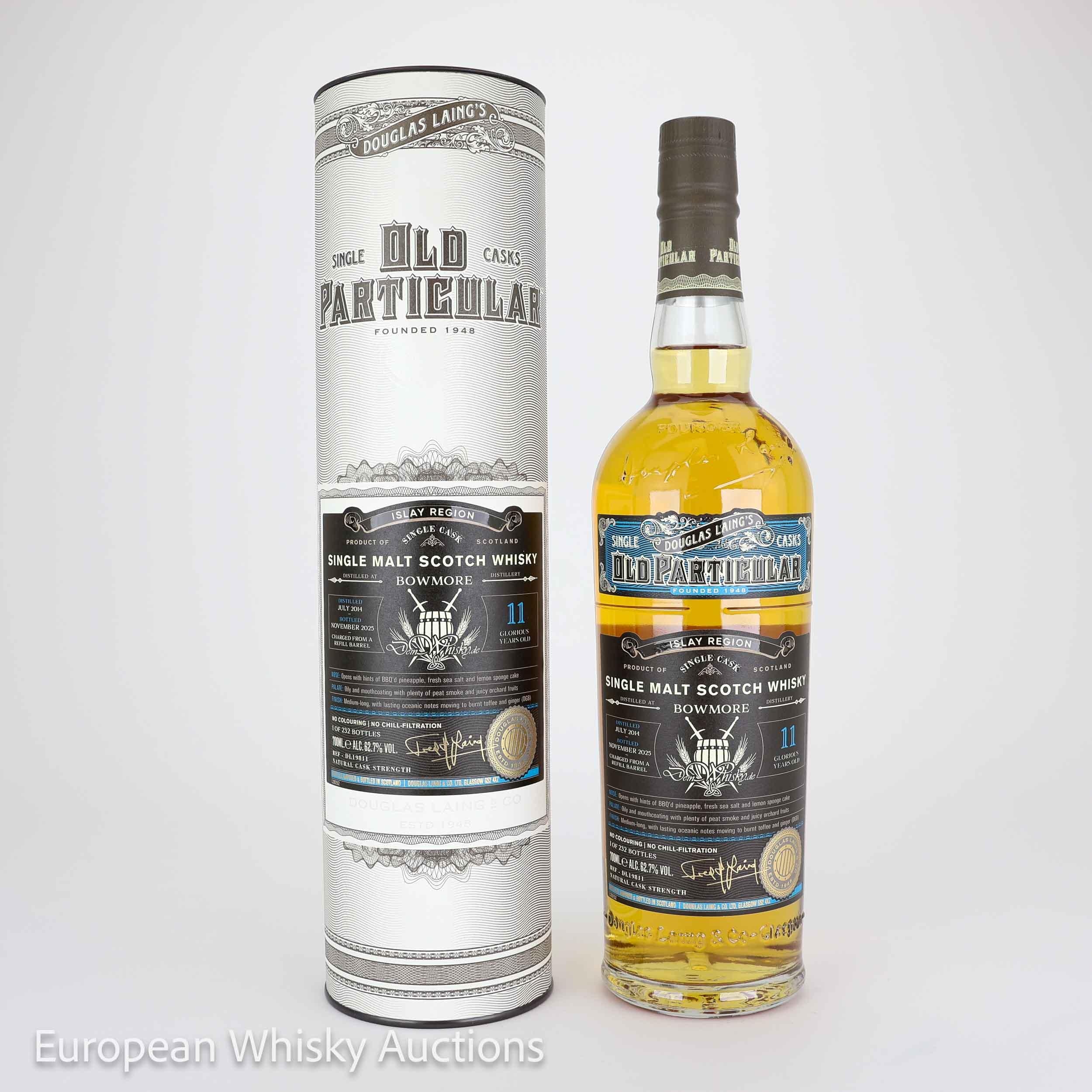 Bowmore 11 Year Old, Bourbon Cask, Cask #DL 19811, 2014, Douglas Laing, 62.7% whisky bottle