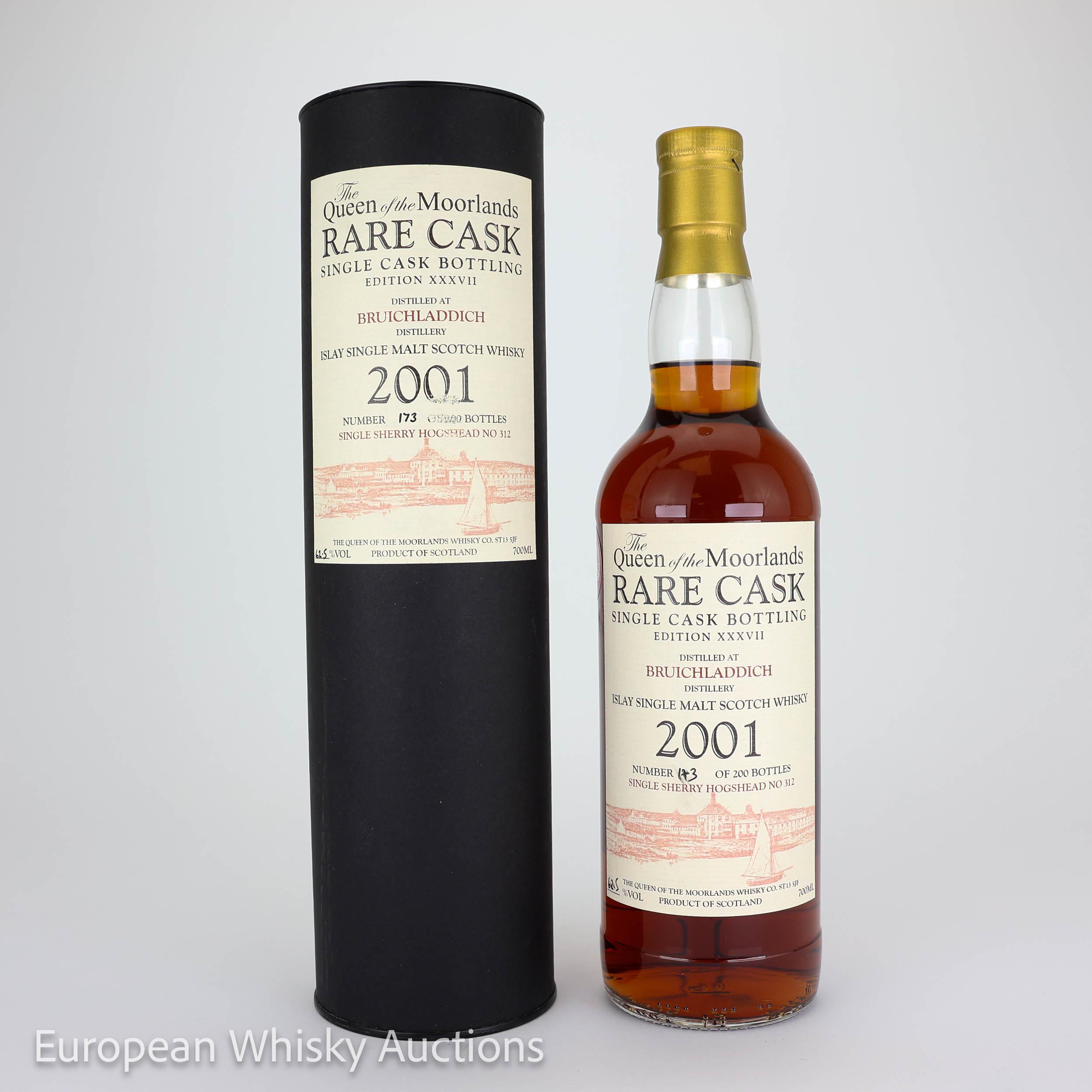 Bruichladdich Rare Cask Edition XXXVII 10 Year Old, Sherry Cask, Cask #52, 2001, The Queen of the Moorlands, 62.5% whisky bottle