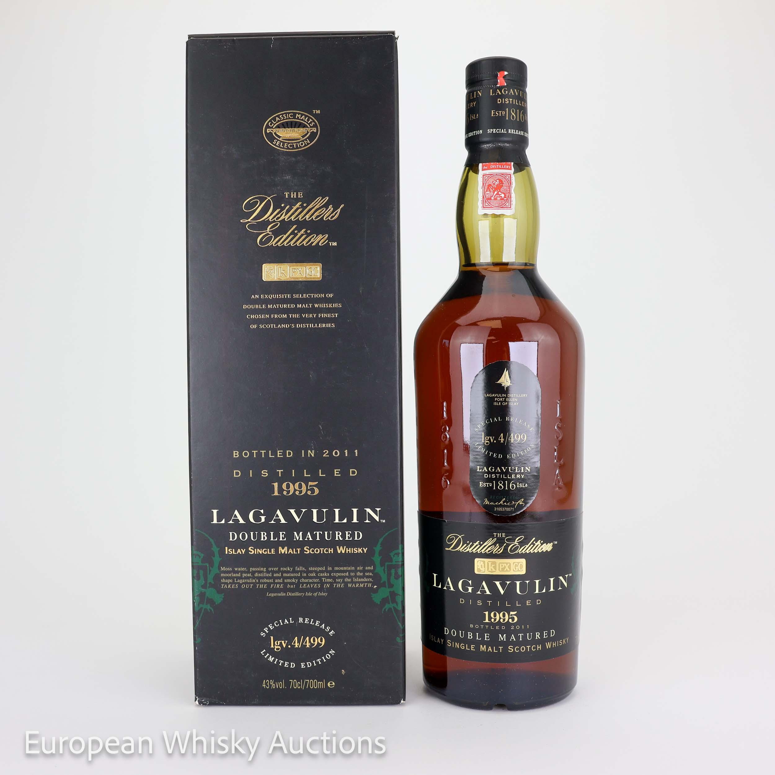 Lagavulin The Distillers Edition 16 Year Old, Ex-Bourbon & Pedro Ximénez Sherry Cask, lgv.4/499, 2011, 43% whisky bottle