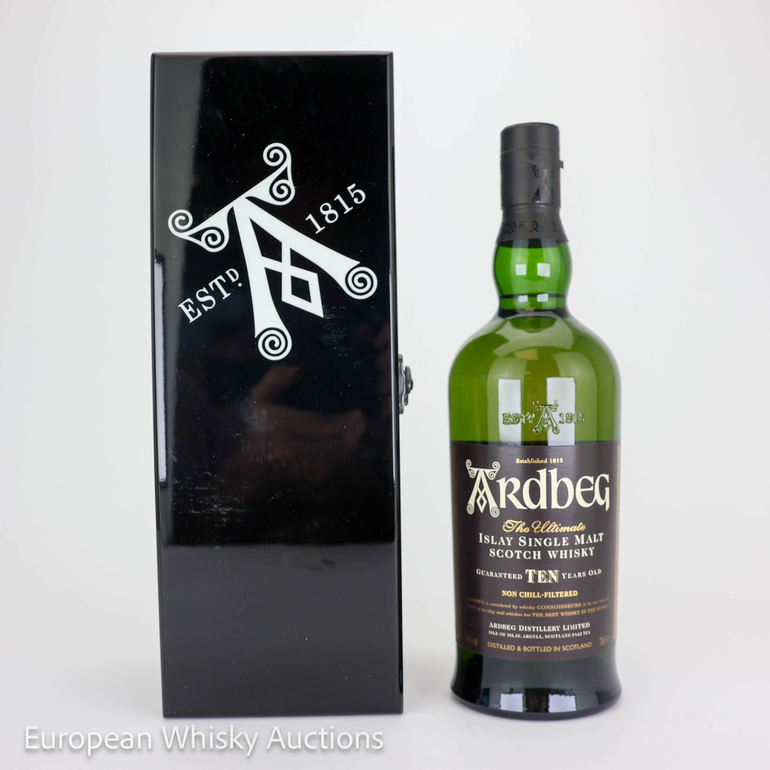 Ardbeg Ten - Black Mystery 10 Year Old, Bourbon Cask, 1998, 46% whisky bottle