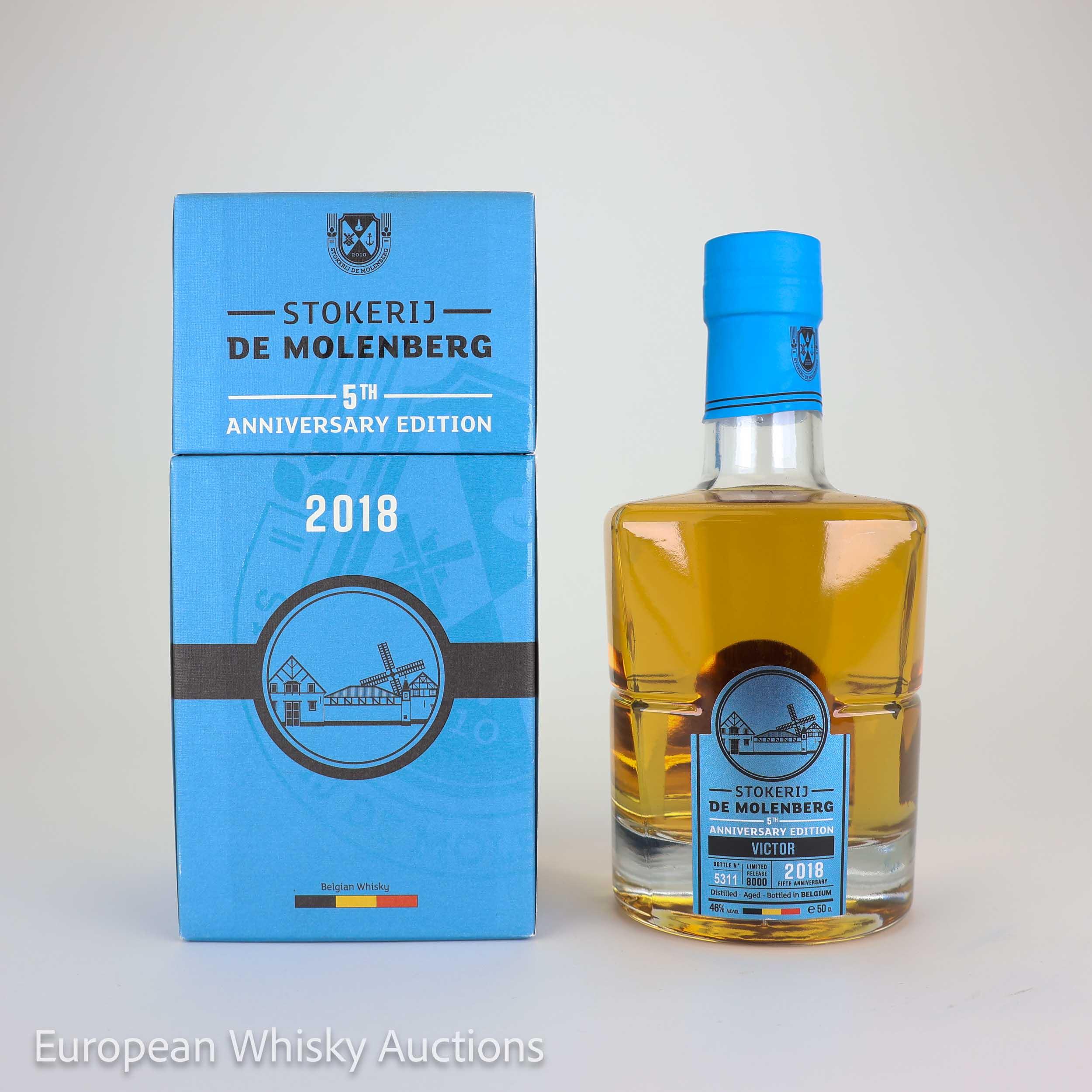 Stokerij De Molenberg Victor 5th Anniversary Edition 5 Year Old, Bourbon Cask, 2018, 46% whisky bottle