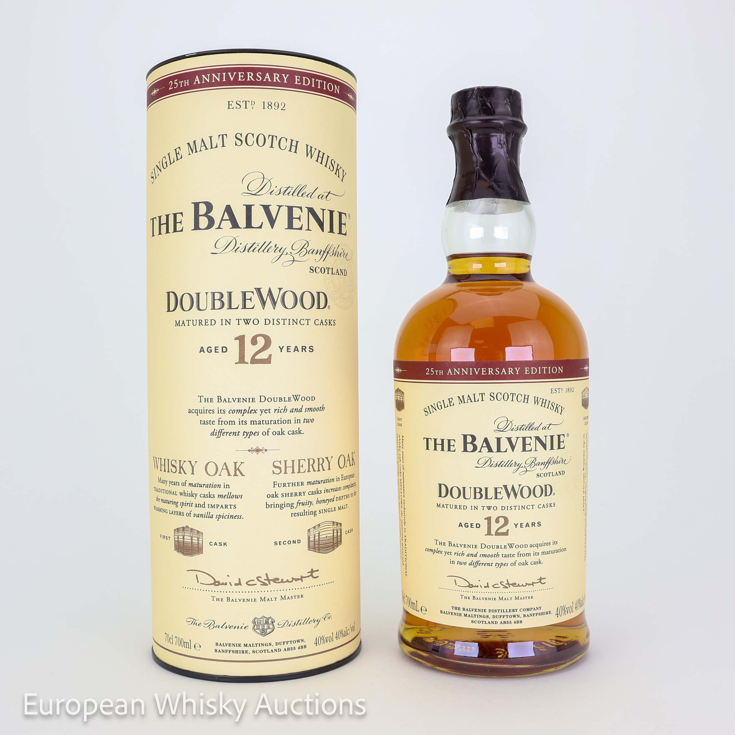Balvenie DoubleWood 25th Anniversary Edition 12 Year Old, Bourbon & Sherry Cask, 2018, 40% whisky bottle