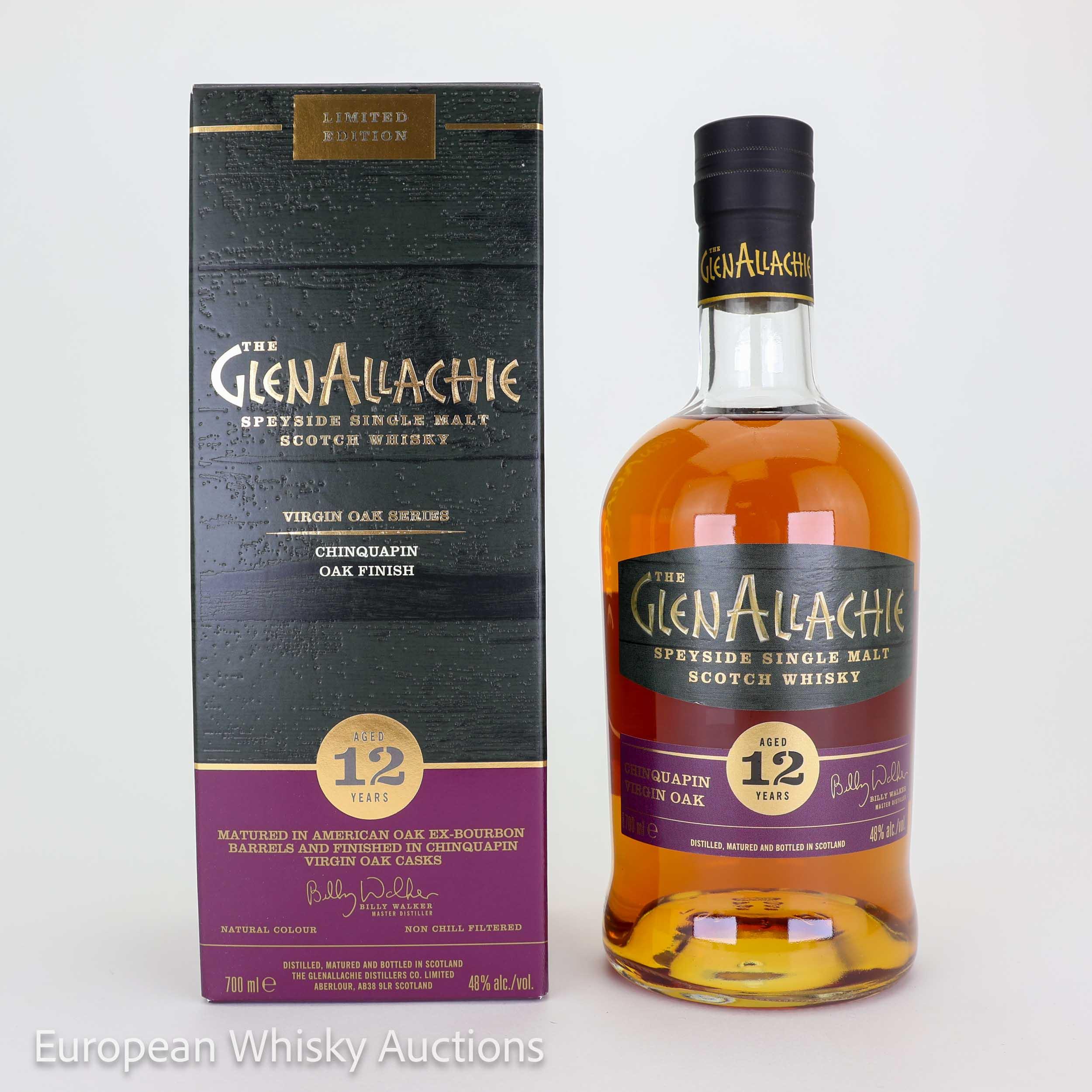 Glenallachie Chinquapin Virgin Oak Finish 12 Year Old, Chinquapin Virgin Oak & Ex-bourbon Cask, 2020, 48% whisky bottle